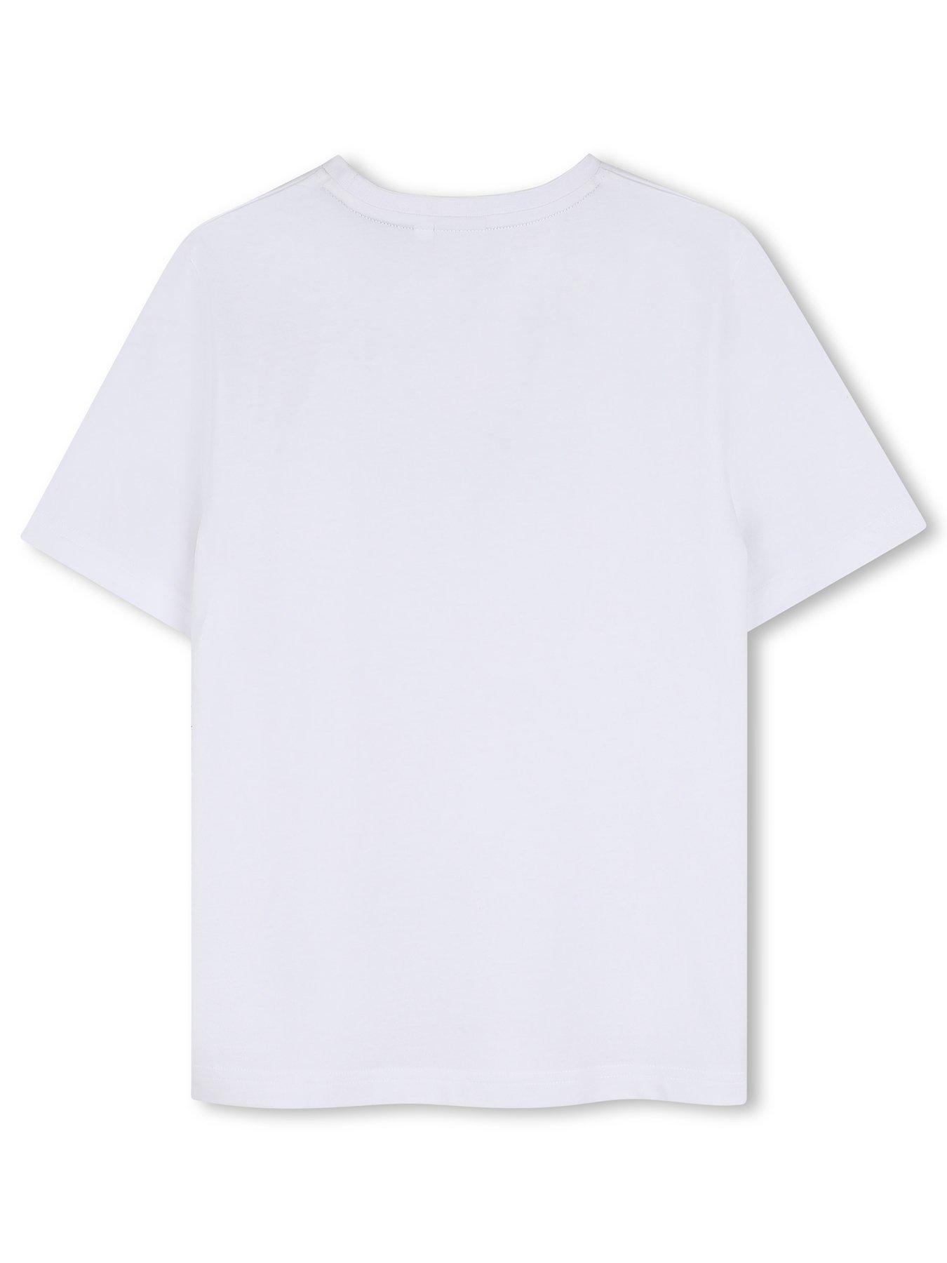 Image 2 of 3 of BOSS Boys Logo Short Sleeve T-shirt - White