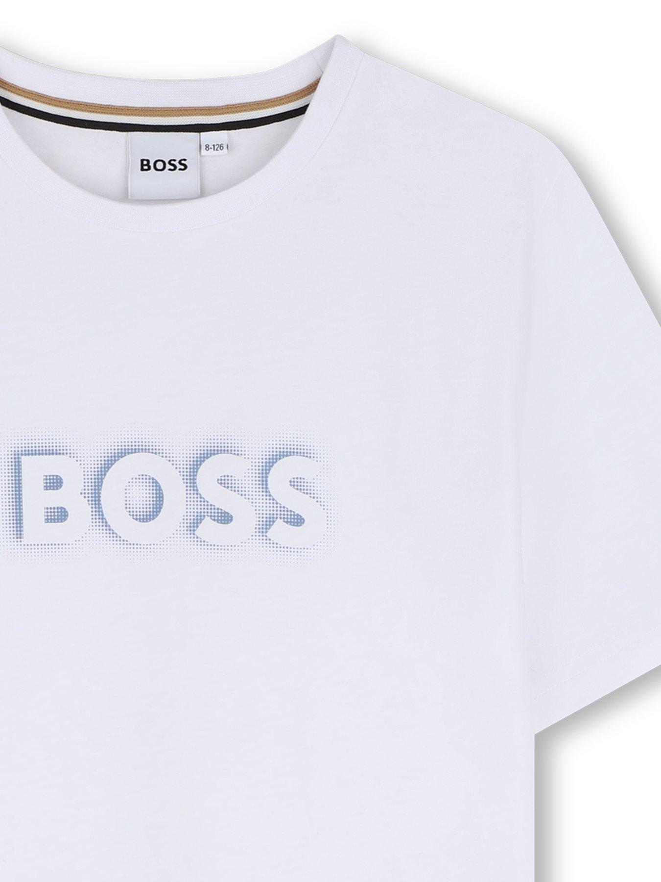 Image 3 of 3 of BOSS Boys Logo Short Sleeve T-shirt - White