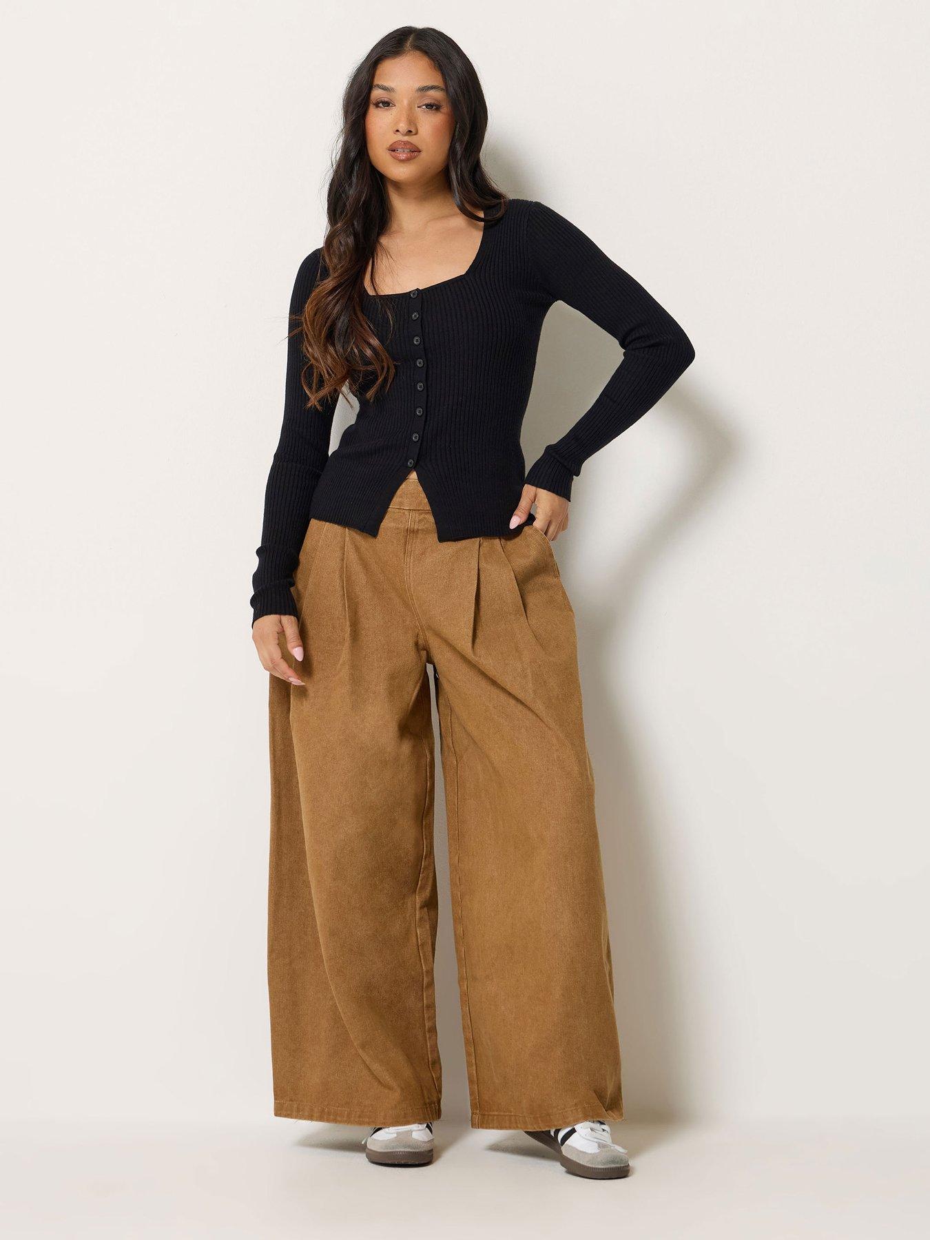 Image 3 of 4 of PixieGirl Petite Scoop Rib Button Jumper - Black