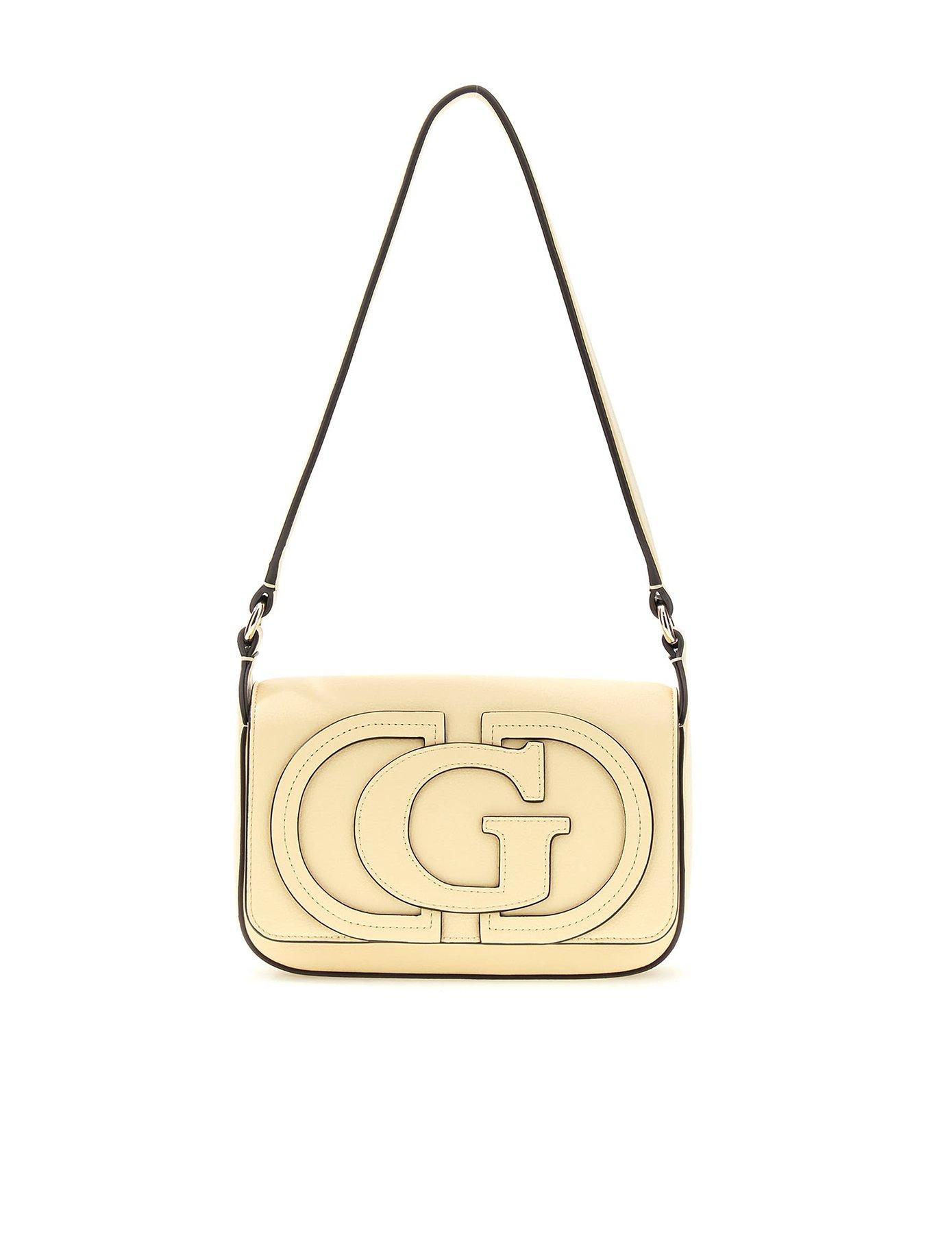 Image 1 of 4 of Guess Ruby Logo Flap Shoulder Bag - Yellow