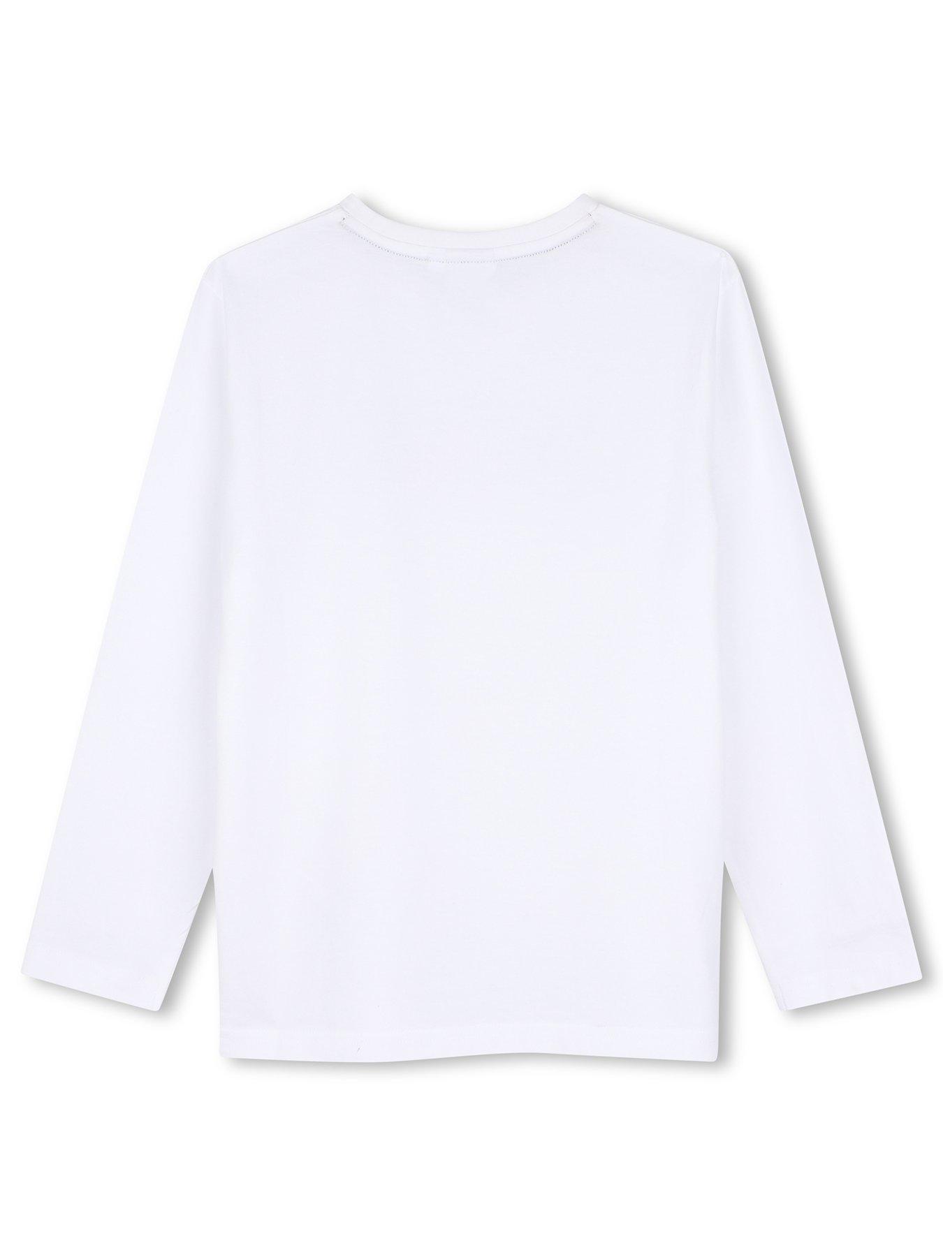 Image 2 of 3 of BOSS Boys Logo Long Sleeve T-shirt - White