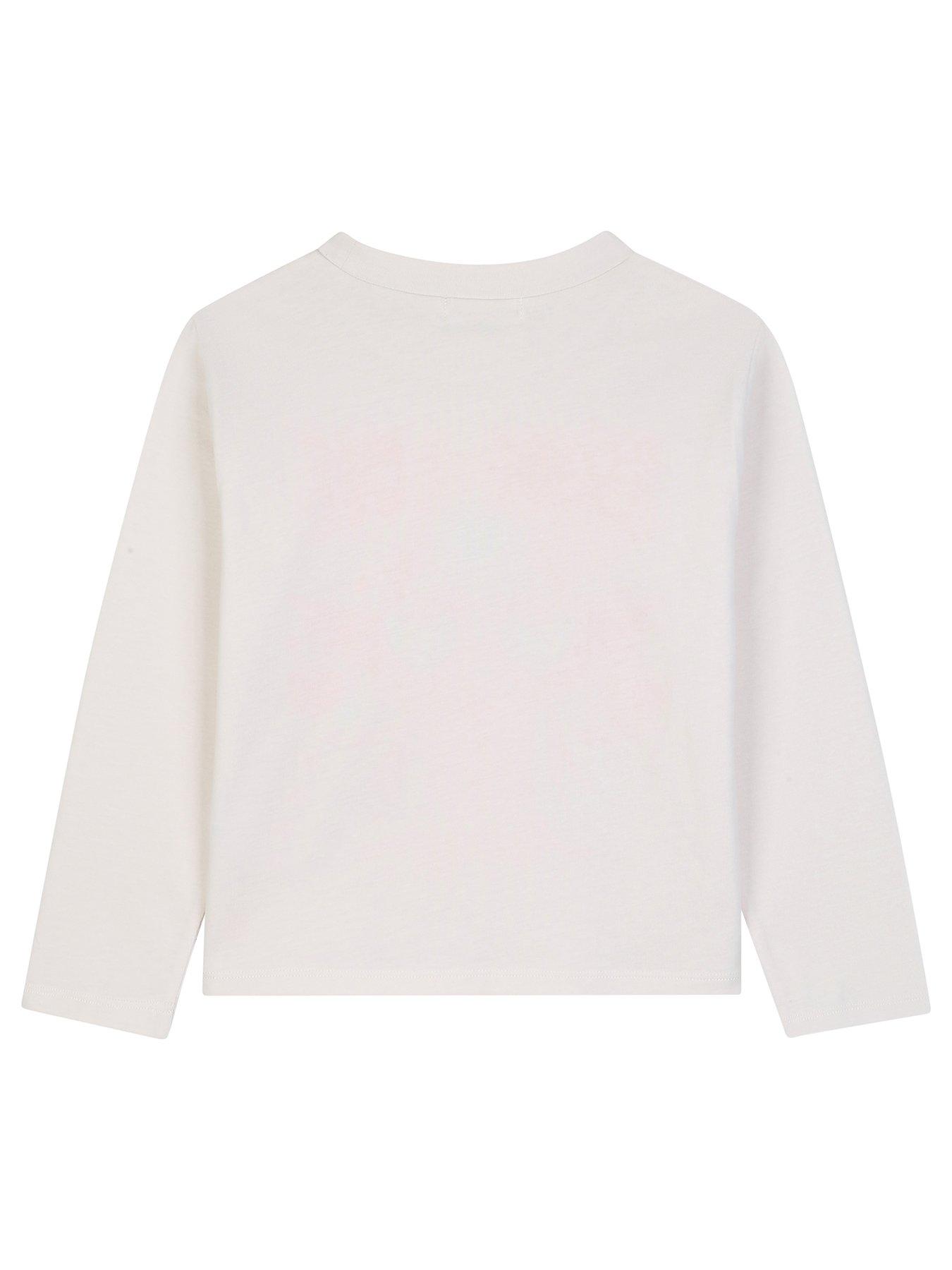 Image 2 of 3 of Billieblush Girls Metallic Print Long Sleeve T-Shirt - Off White