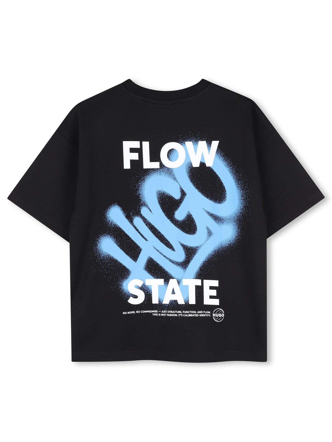 Image 2 of 3 of HUGO Boys Back Print Logo Short Sleeve T-Shirt - Black