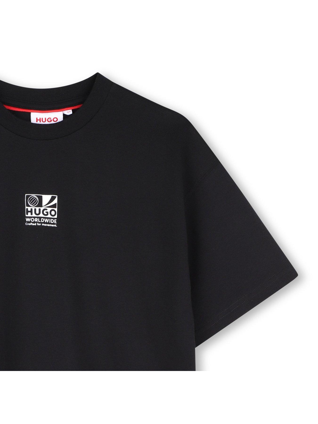Image 3 of 3 of HUGO Boys Back Print Logo Short Sleeve T-Shirt - Black