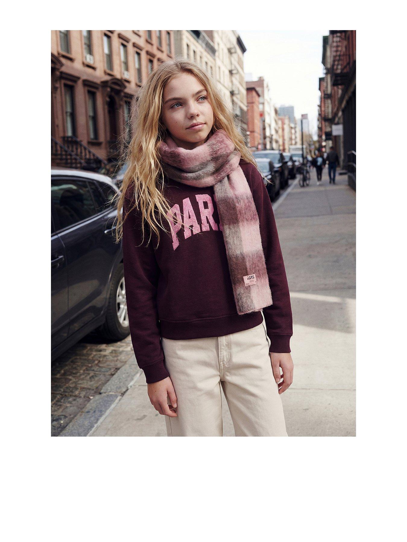 Image 1 of 3 of JJXX Girl JJXX Girls Stripe Soft Touch Scarf - Pink