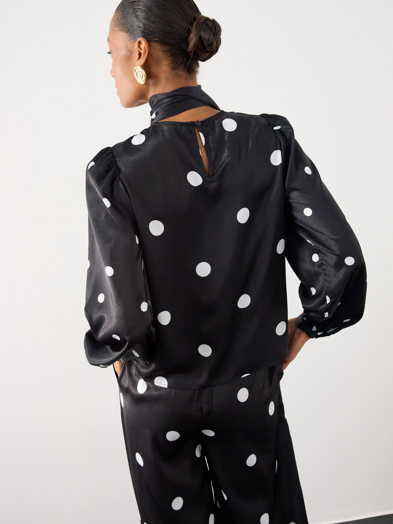 Image 2 of 7 of The Very Collection Womens Scarf Tie Puff Shoulder Blouse - Black