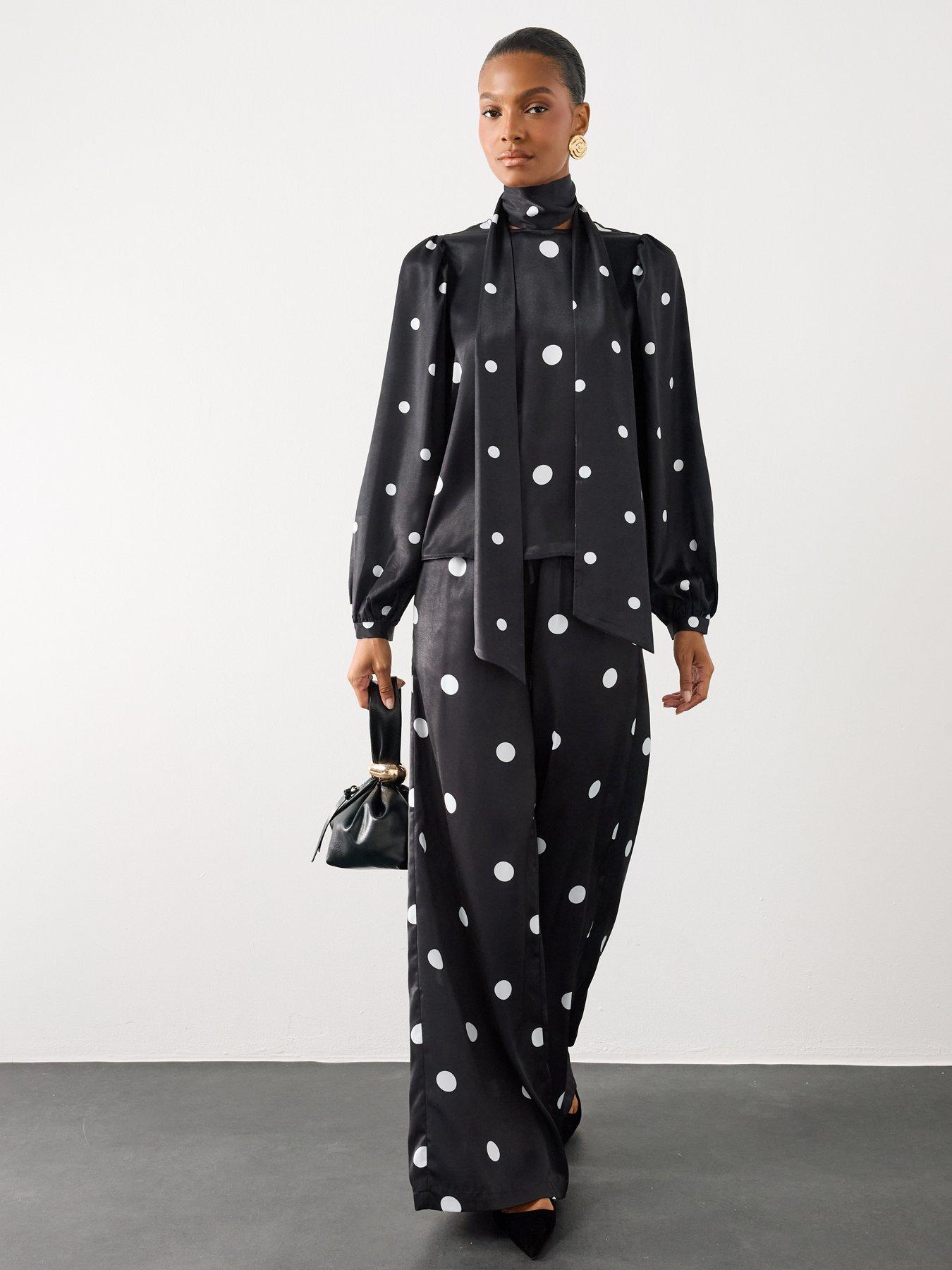 Image 3 of 7 of The Very Collection Womens Scarf Tie Puff Shoulder Blouse - Black