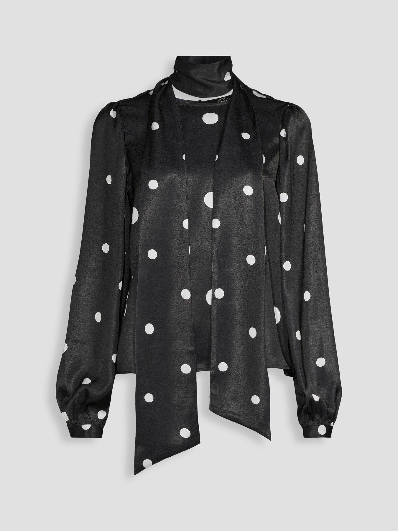 Image 7 of 7 of The Very Collection Womens Scarf Tie Puff Shoulder Blouse - Black