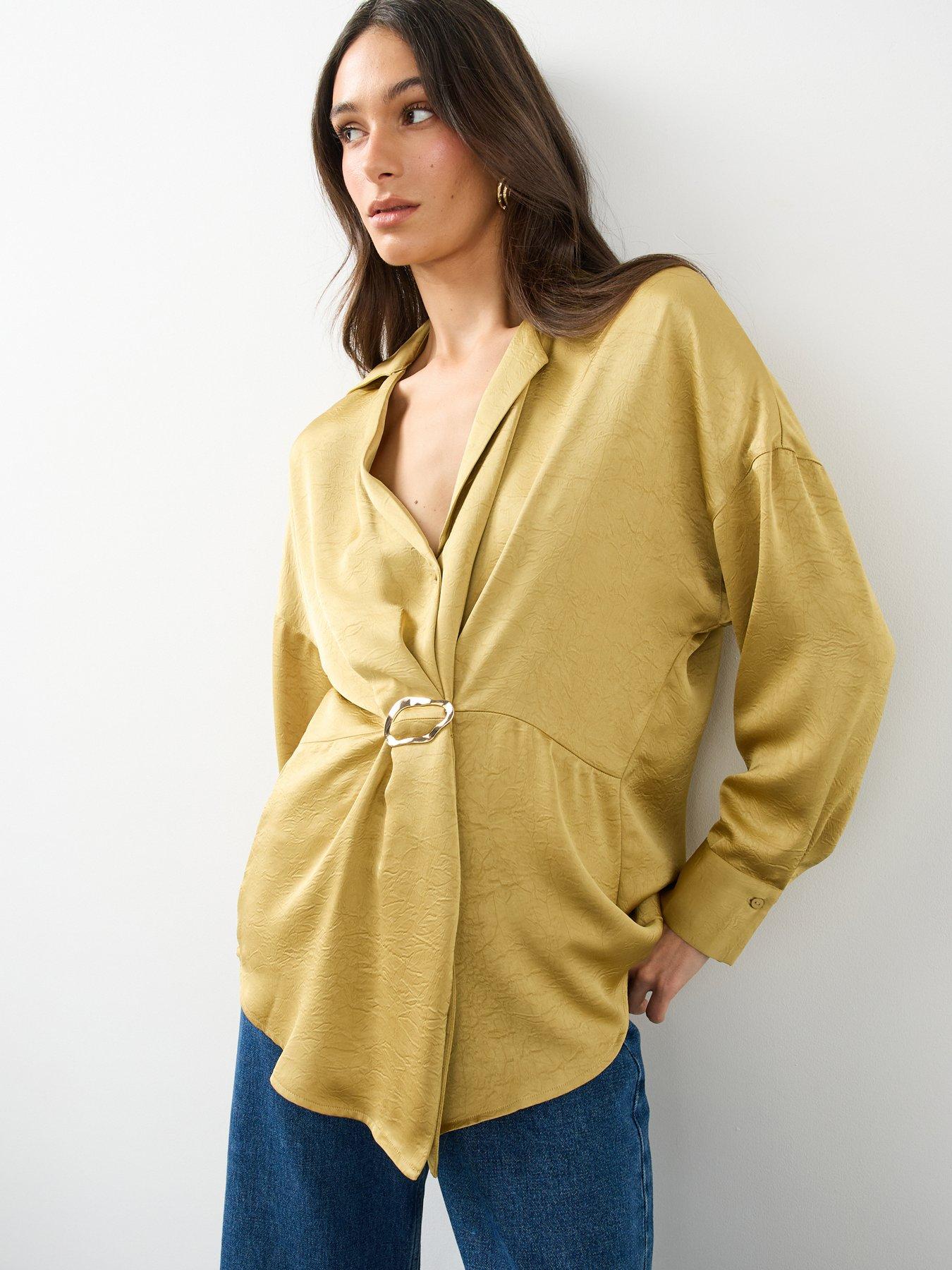 Image 1 of 6 of The Very Collection Gold Detail Drape Satin Blouse&nbsp;