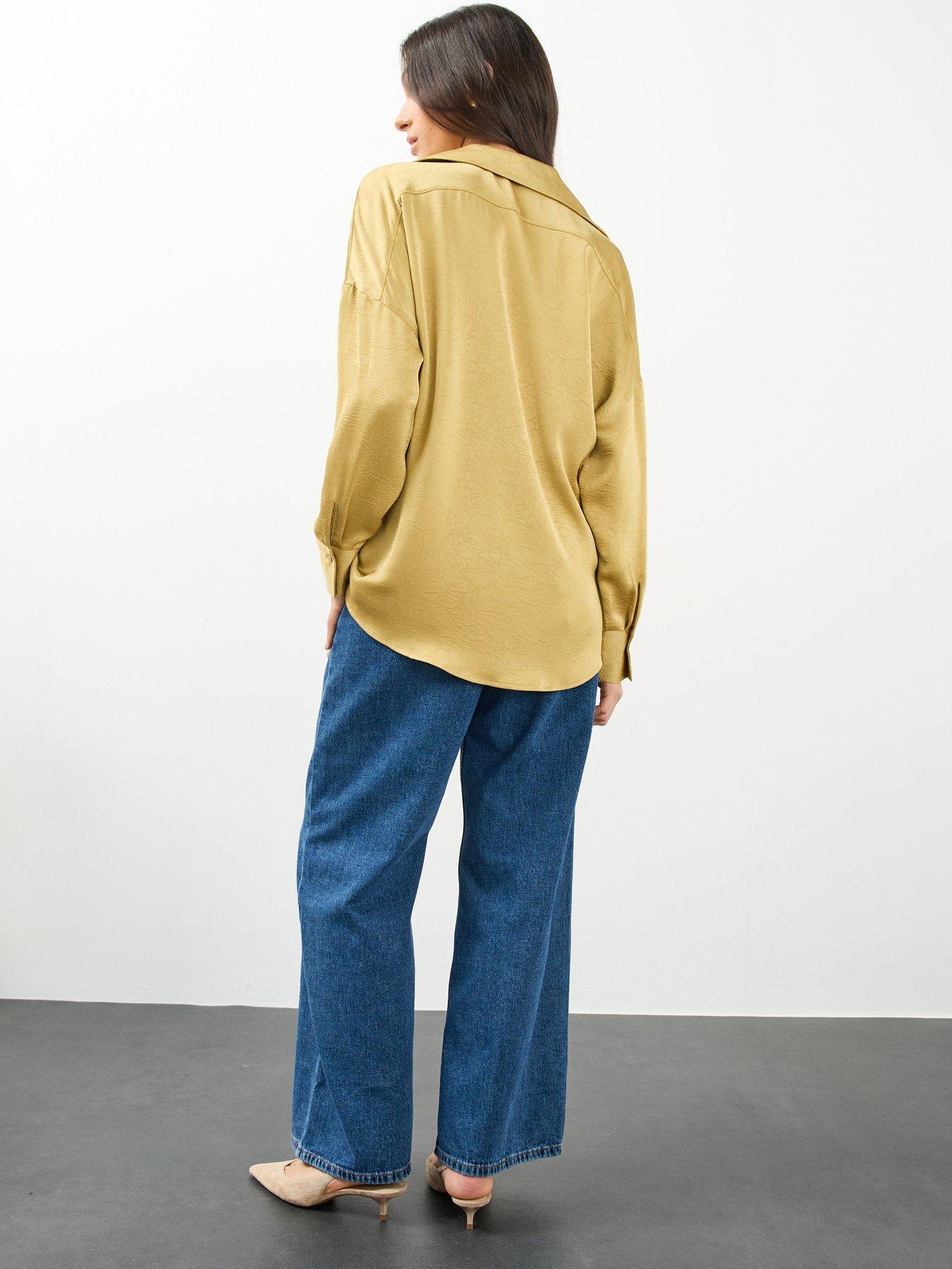 Image 2 of 6 of The Very Collection Gold Detail Drape Satin Blouse&nbsp;