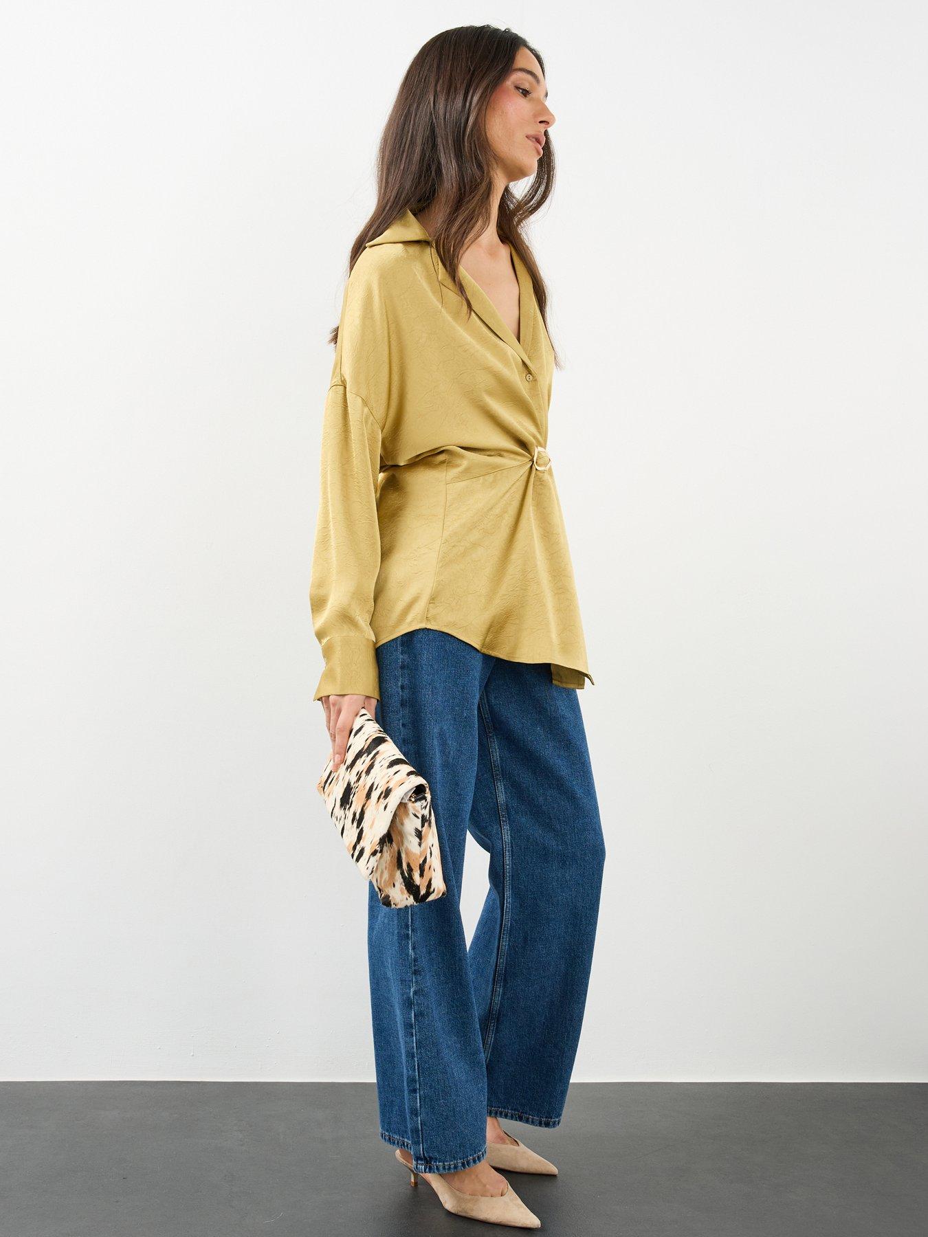 Image 5 of 6 of The Very Collection Gold Detail Drape Satin Blouse&nbsp;