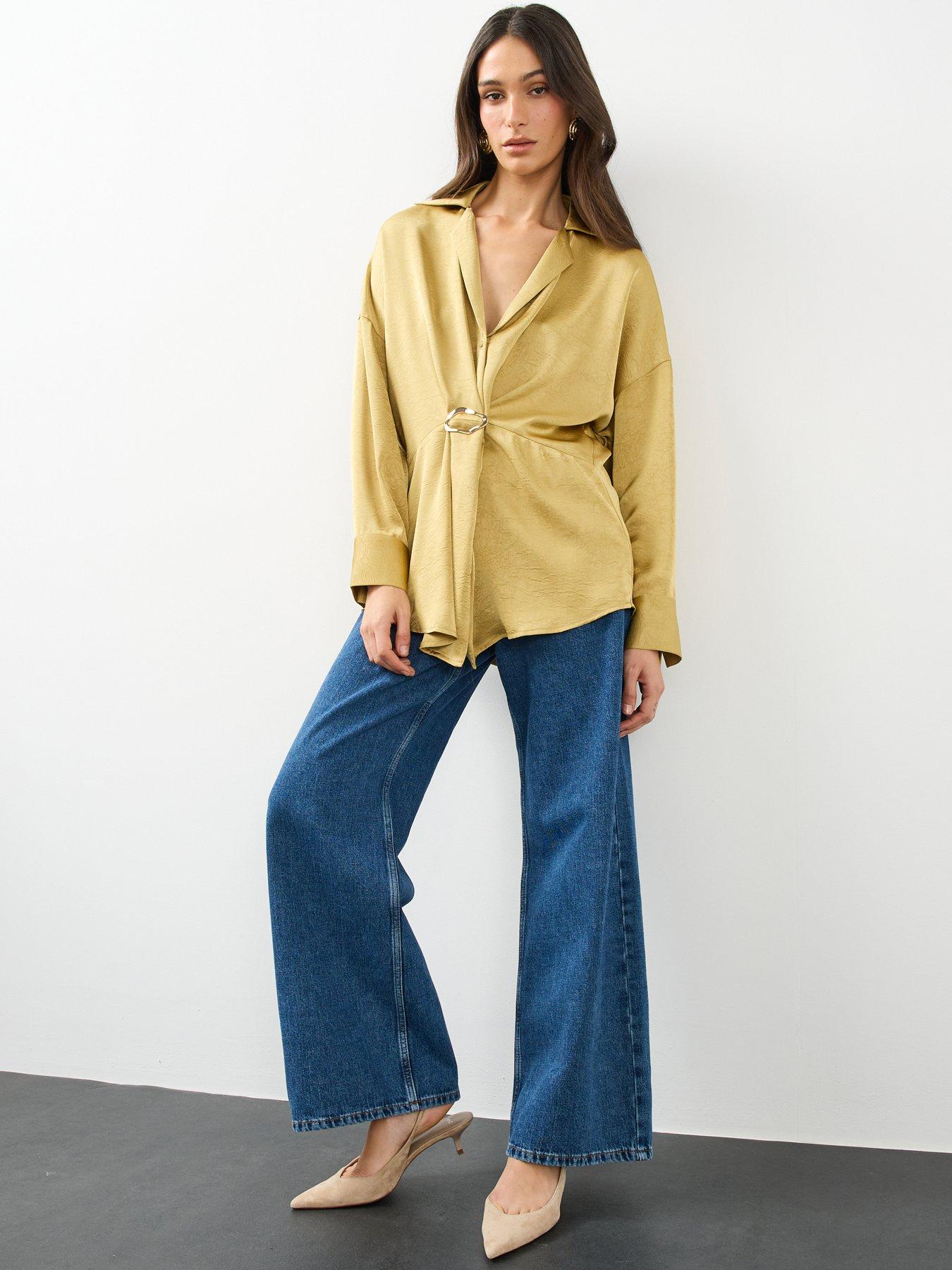 Image 6 of 6 of The Very Collection Gold Detail Drape Satin Blouse&nbsp;