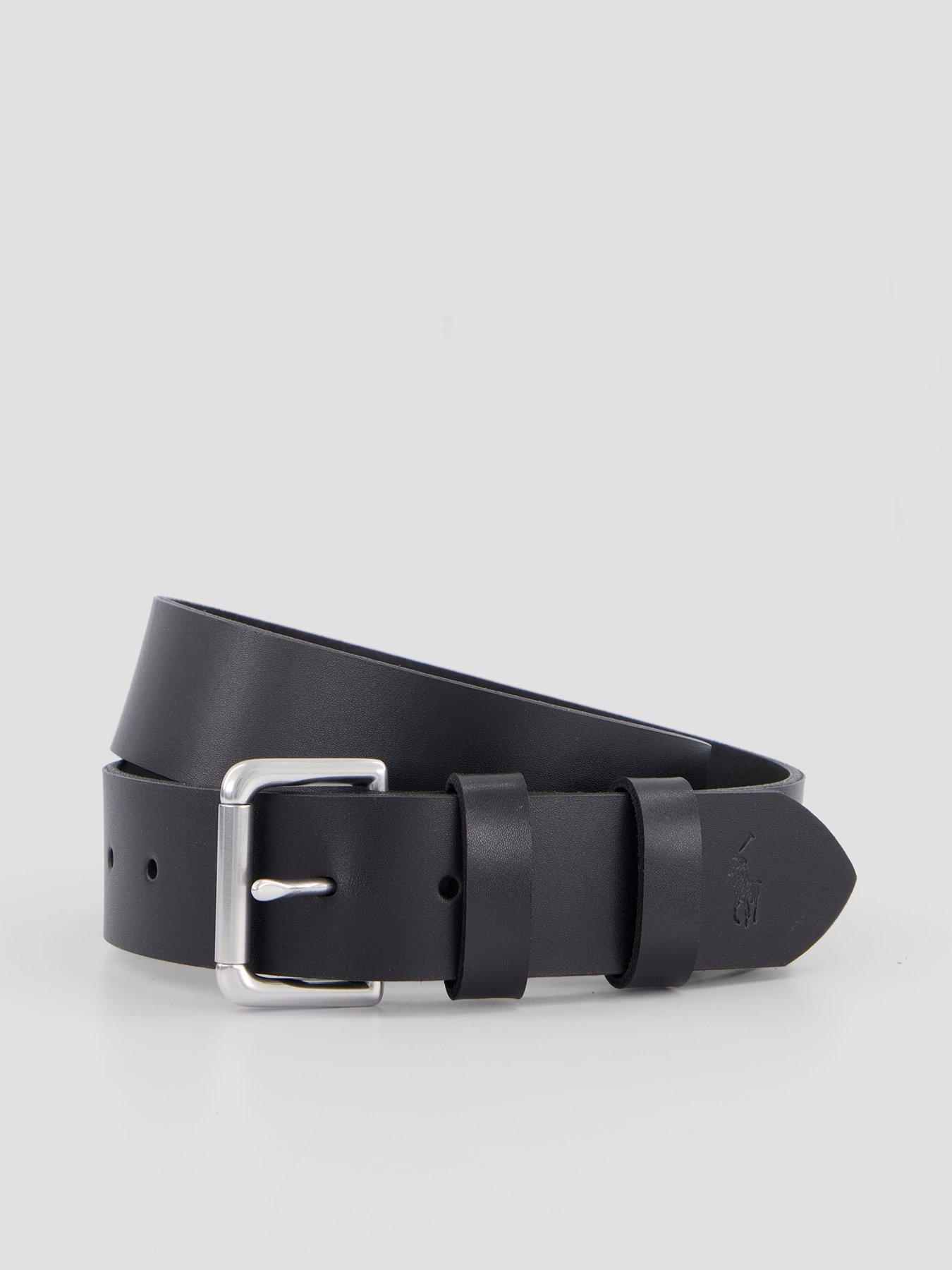 Image 1 of 5 of Polo Ralph Lauren Leather Roller Buckle Belt - Black