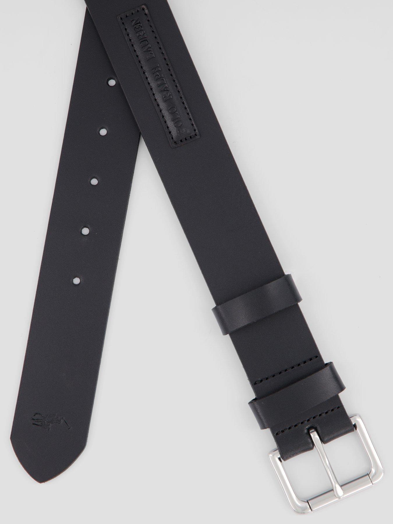 Image 4 of 5 of Polo Ralph Lauren Leather Roller Buckle Belt - Black