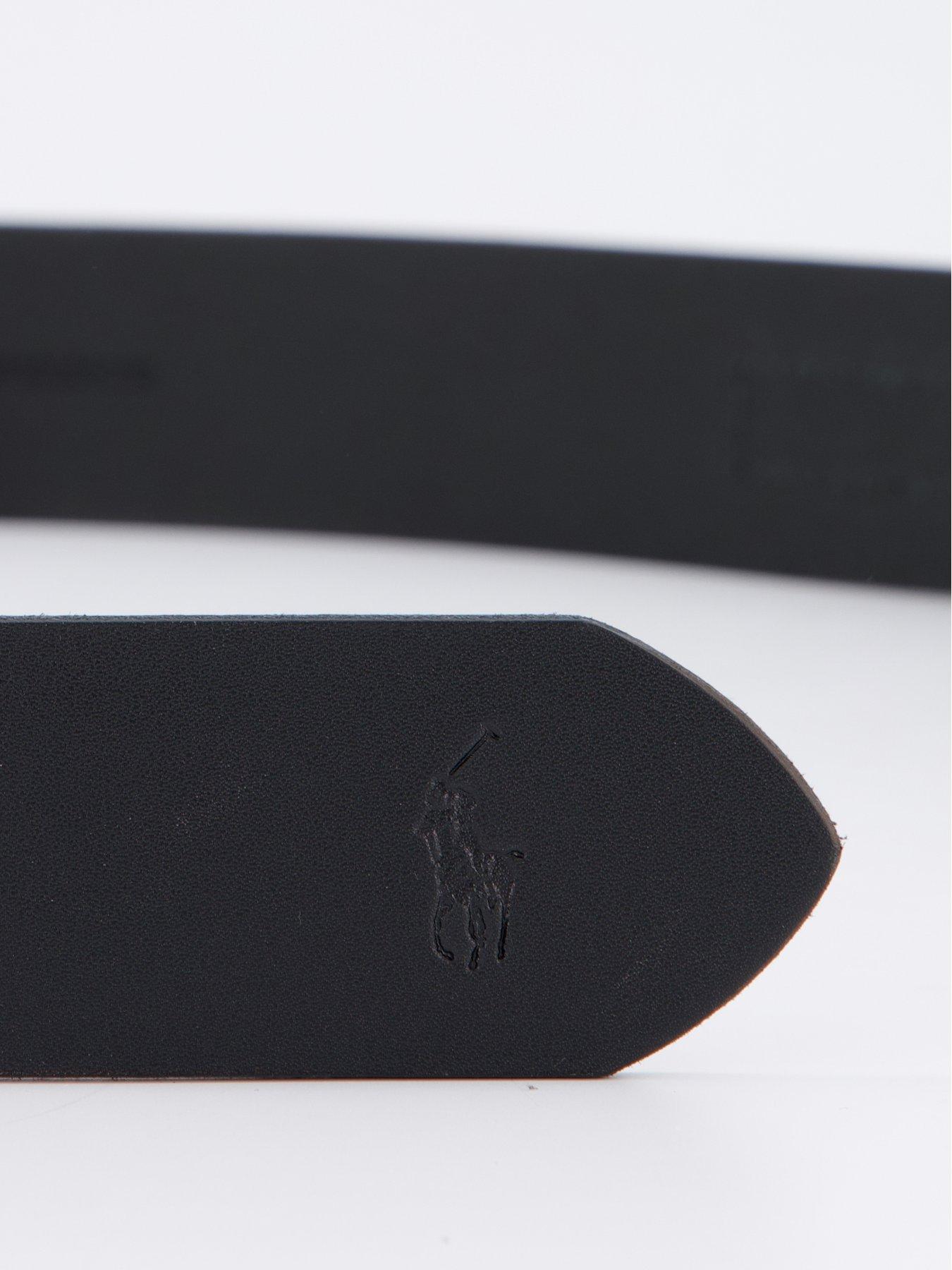 Image 5 of 5 of Polo Ralph Lauren Leather Roller Buckle Belt - Black