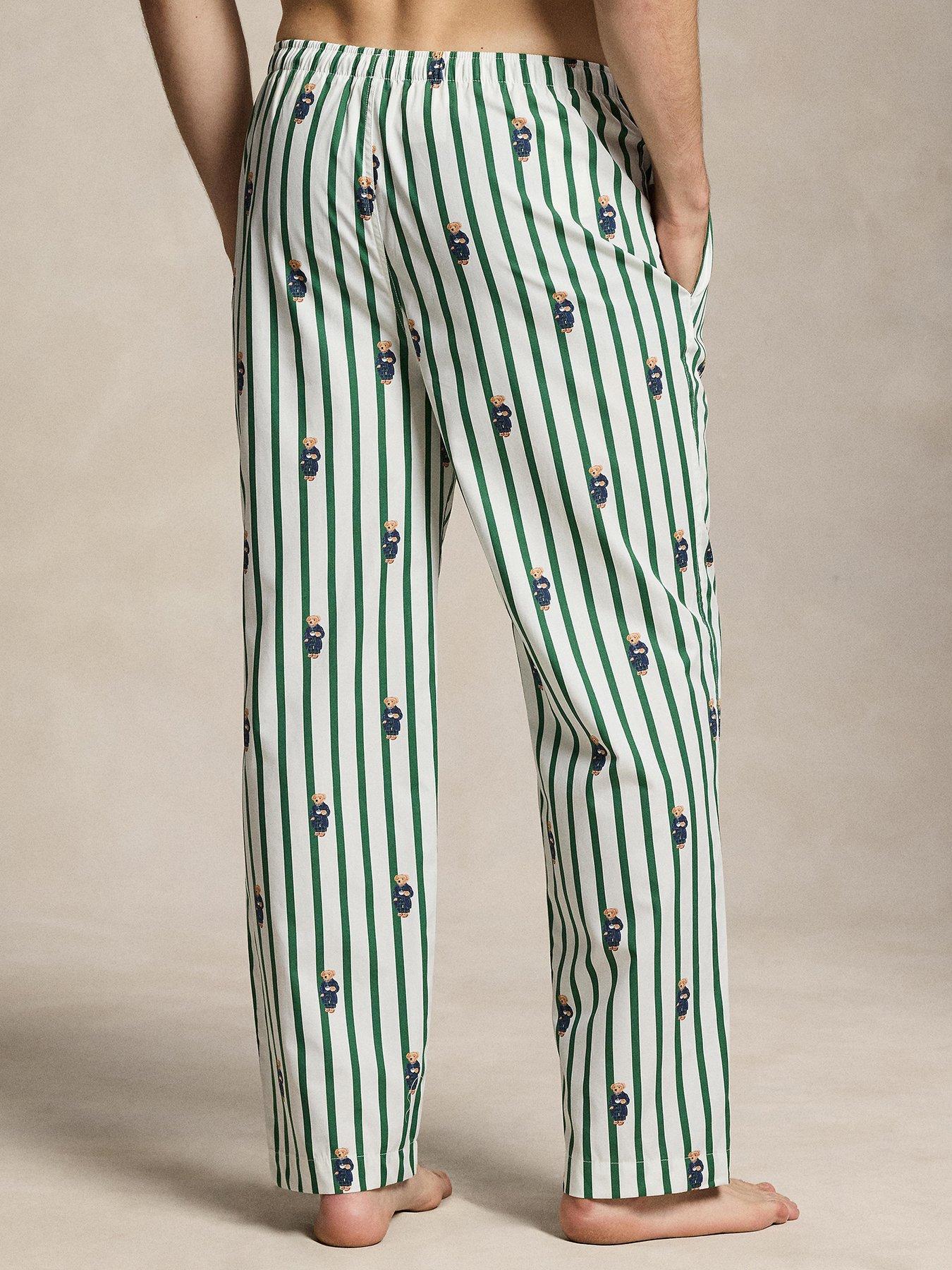 Image 2 of 4 of Polo Ralph Lauren Striped Bear Print Woven Pyjama Bottoms - Green