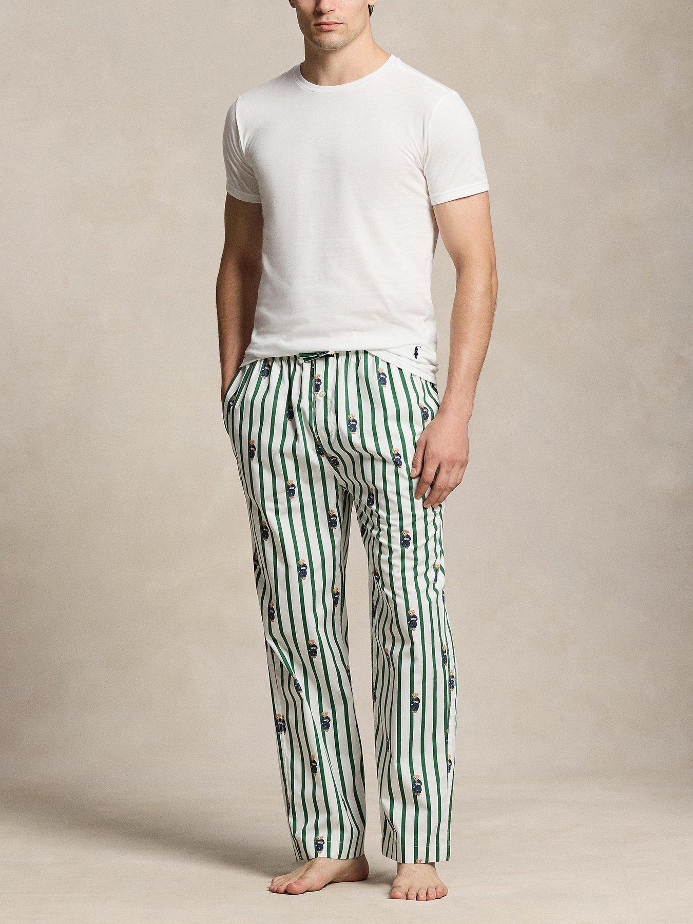 Image 3 of 4 of Polo Ralph Lauren Striped Bear Print Woven Pyjama Bottoms - Green
