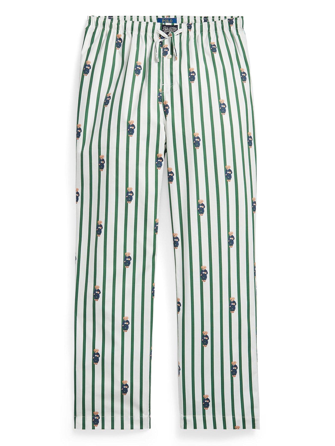 Image 4 of 4 of Polo Ralph Lauren Striped Bear Print Woven Pyjama Bottoms - Green