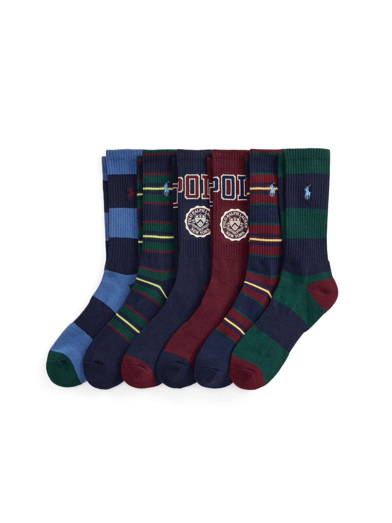 Image 1 of 2 of Polo Ralph Lauren Crest Logo 6 Pack Crew Socks - Assorted