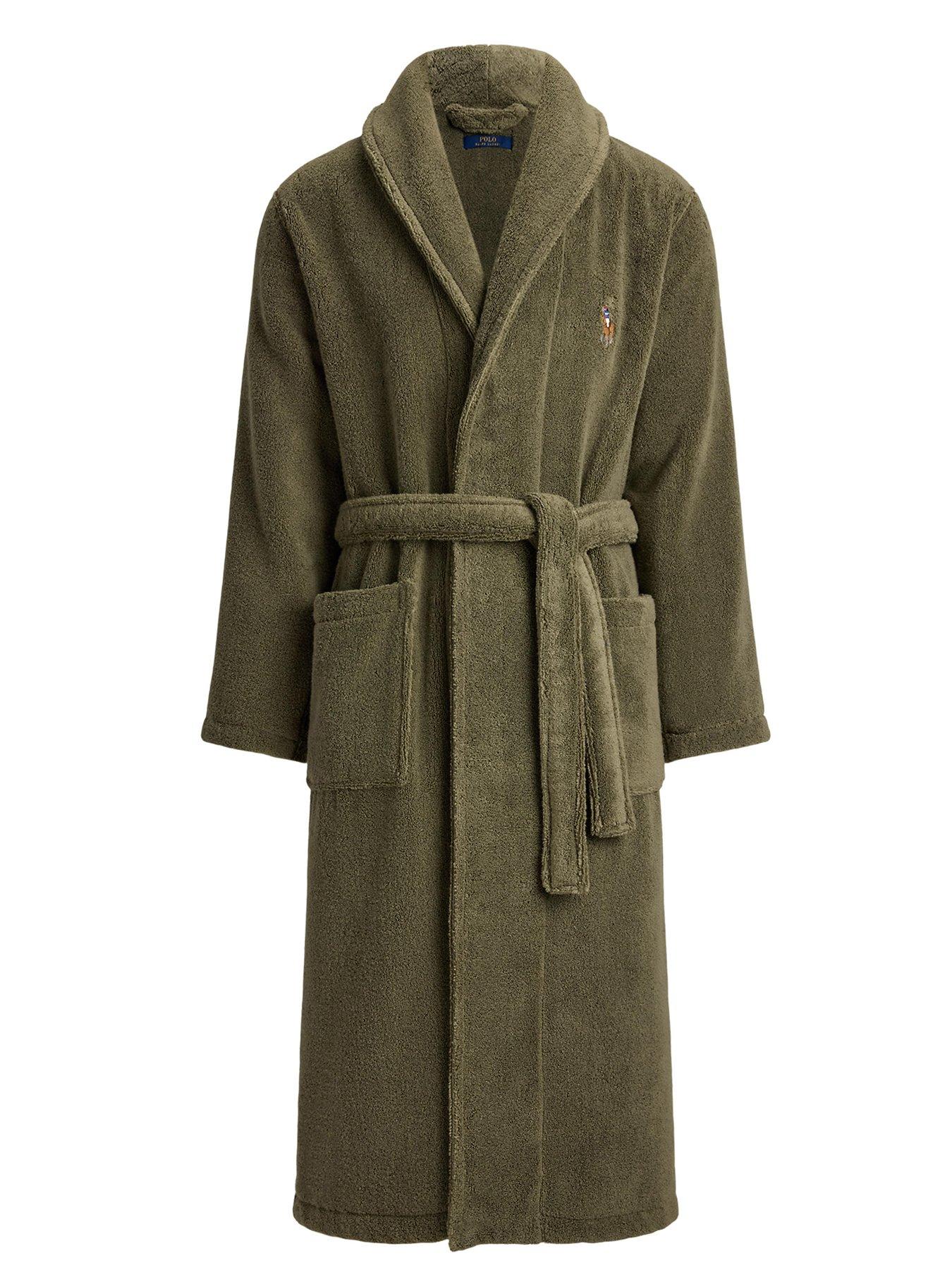 Image 3 of 4 of Polo Ralph Lauren Mens Shawl Collar Tie Belt Dressing Gown - Dark Green