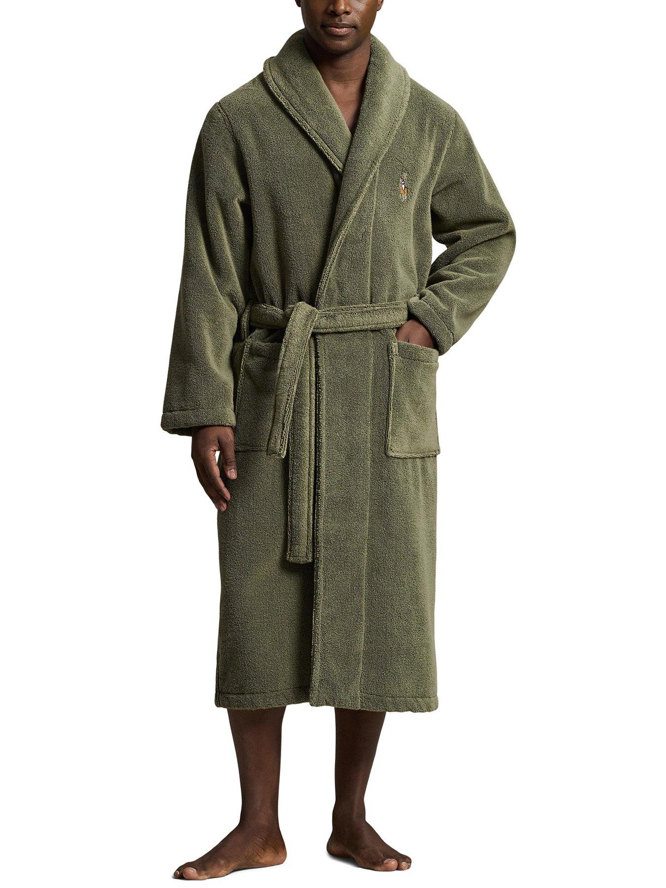 Image 4 of 4 of Polo Ralph Lauren Mens Shawl Collar Tie Belt Dressing Gown - Dark Green
