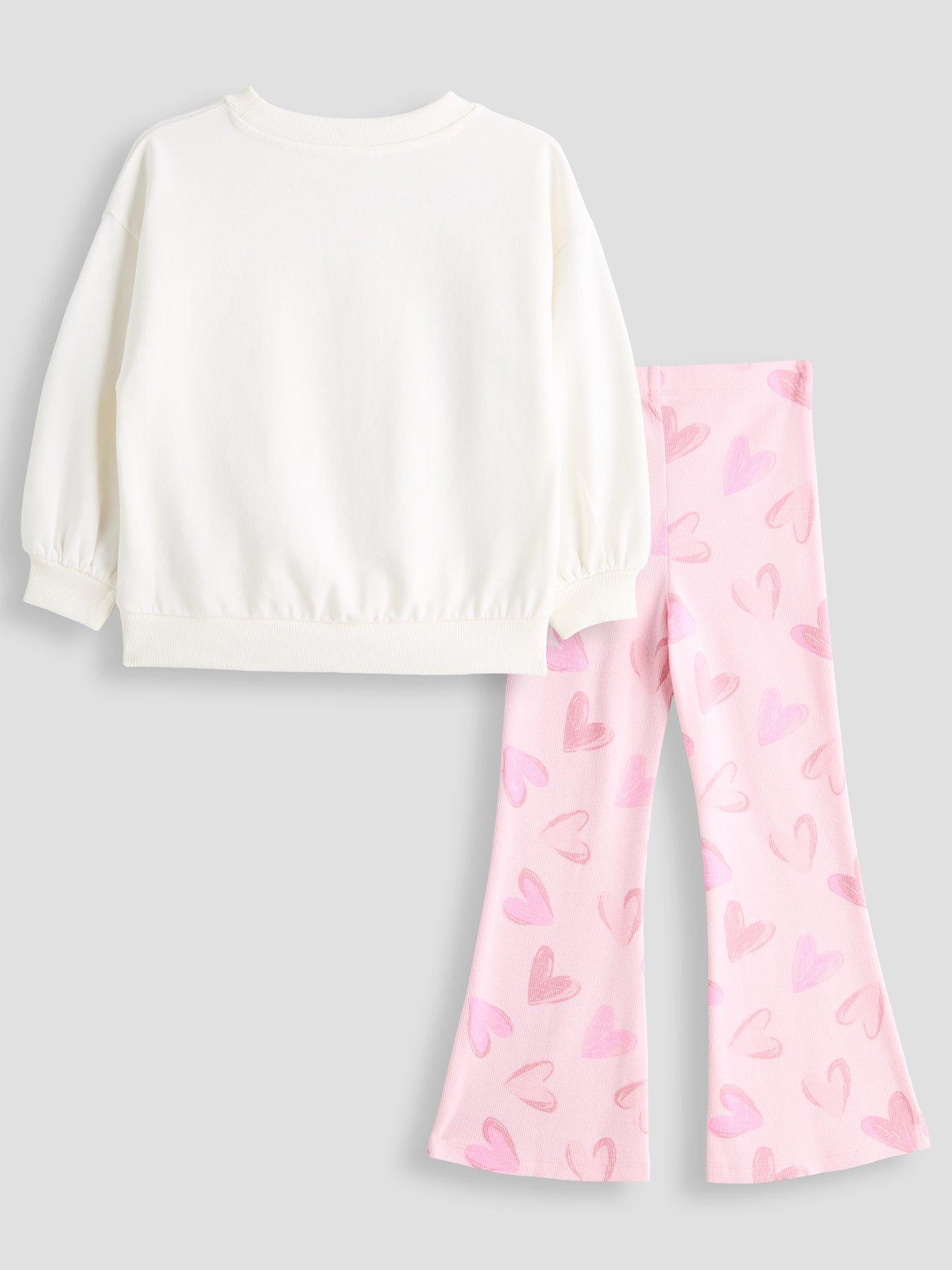 Image 2 of 6 of The Very Collection Girls Applique Heart Flare Legging Basic Set - Pink
