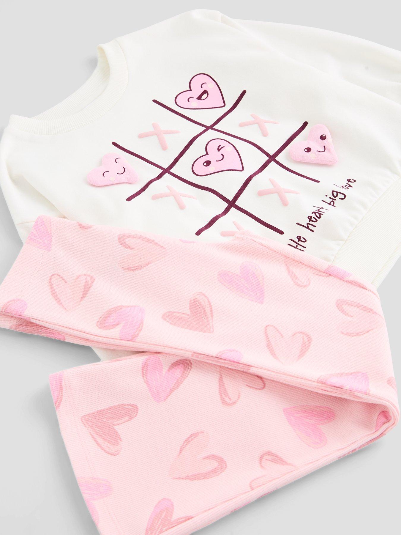Image 3 of 6 of The Very Collection Girls Applique Heart Flare Legging Basic Set - Pink