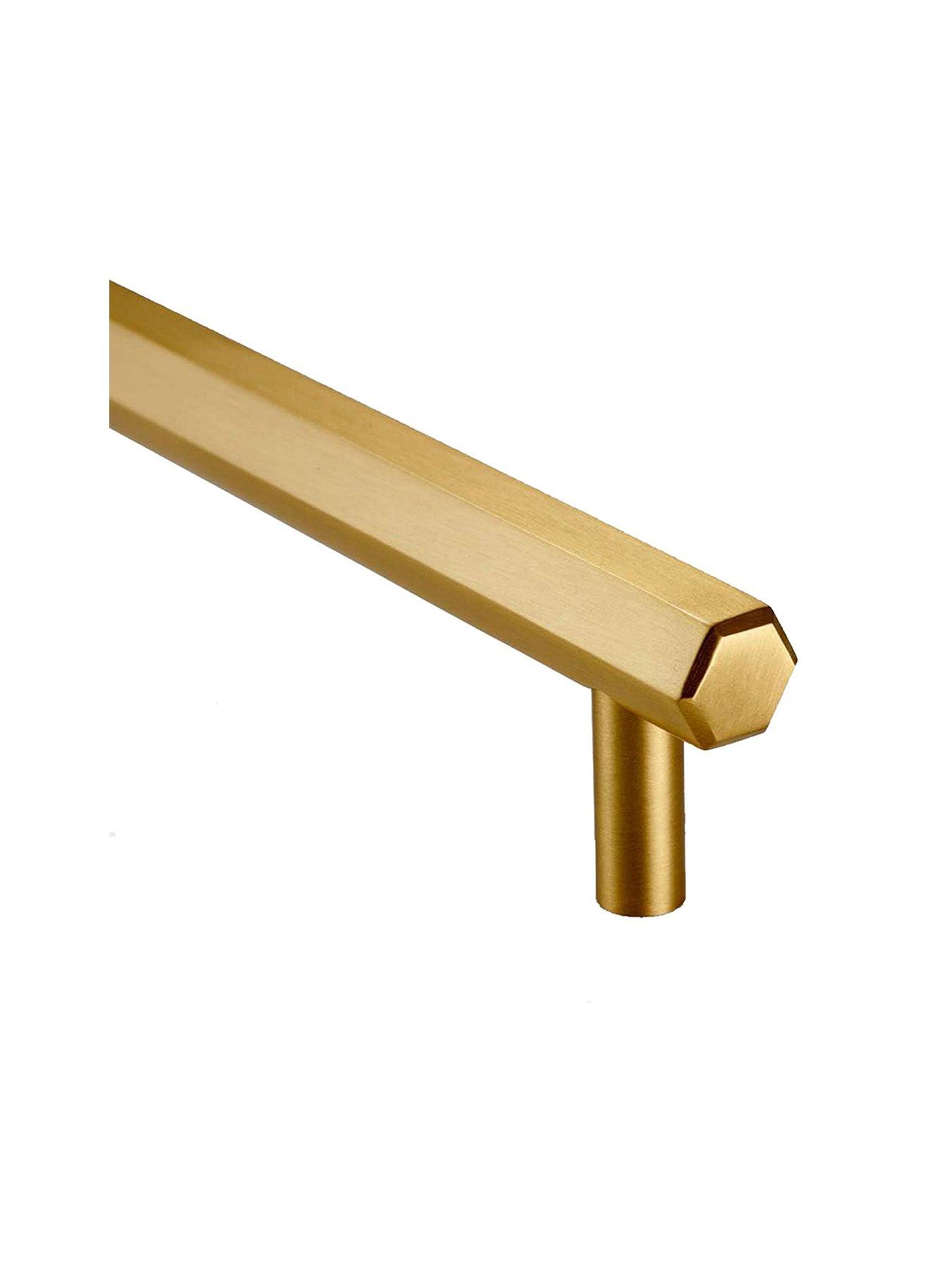 Brass Bar Handle - Gold - Hole Centre 384Mm - Hexagonal