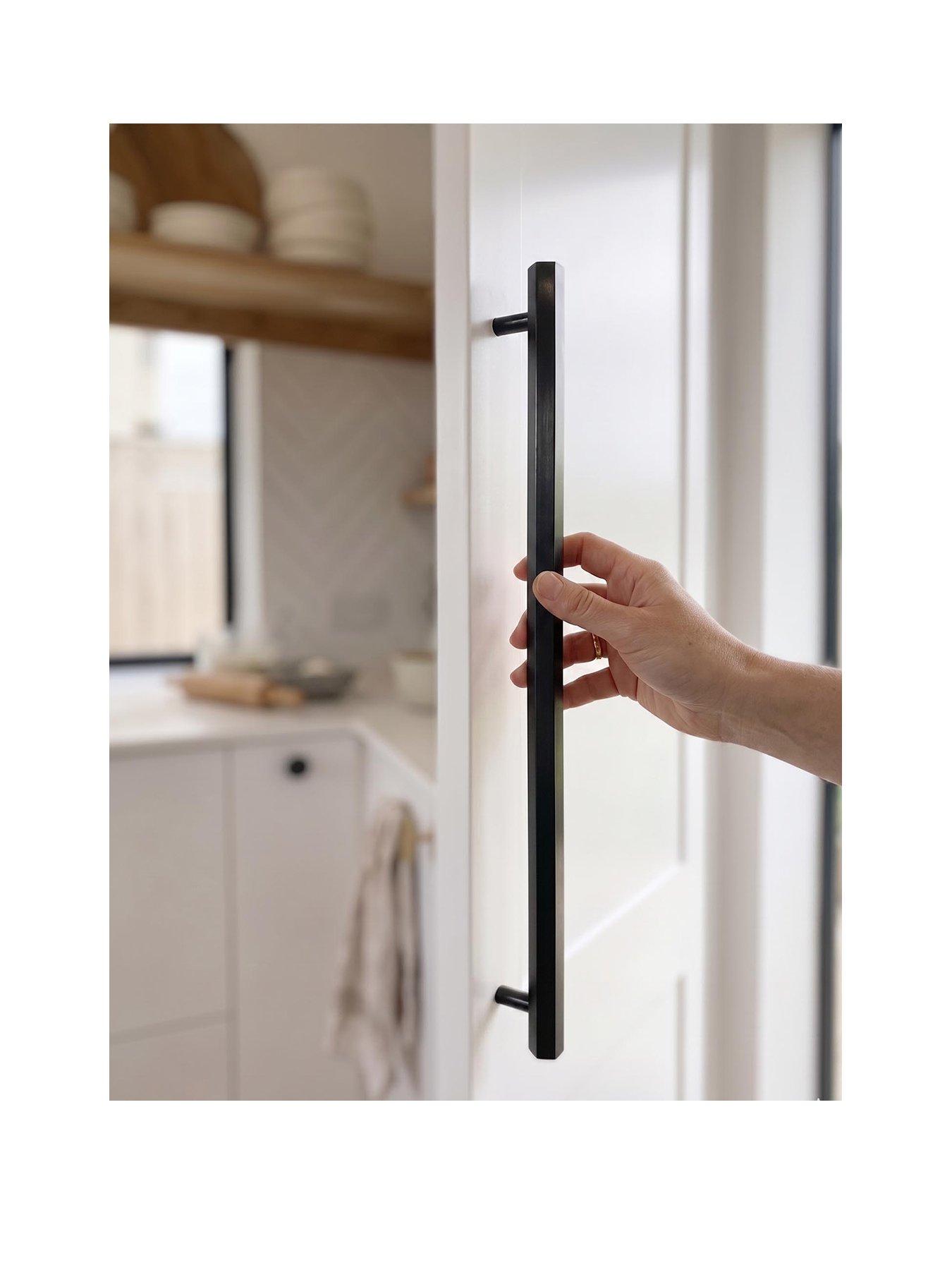 Pushka Home Brass Bar Handle - Black - Hole Centre 384mm - Hexagonal