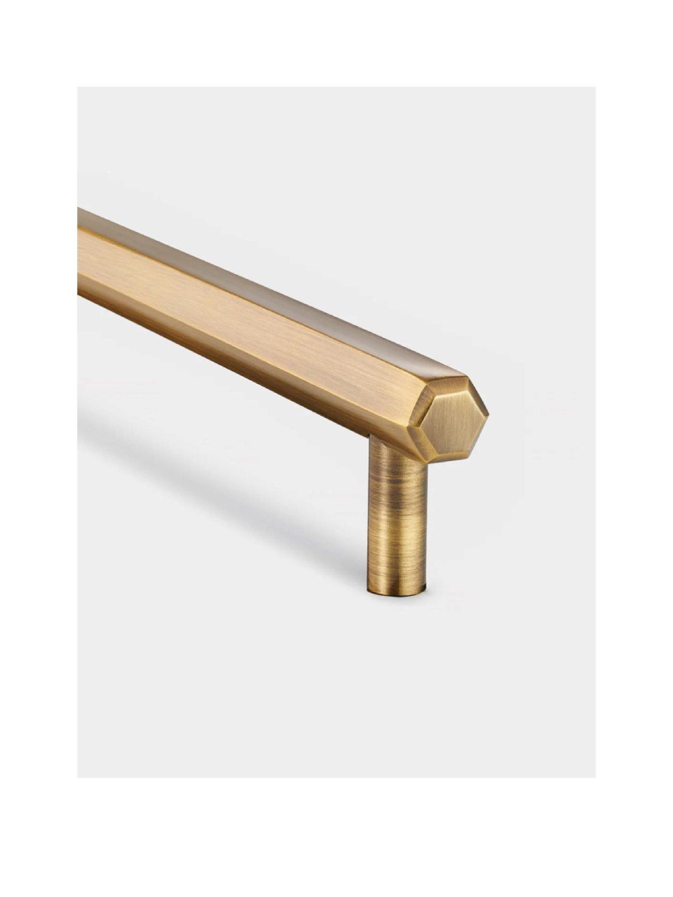 Brass Bar Handle - Antique Gold - Hole Centre 224Mm - Hexagonal