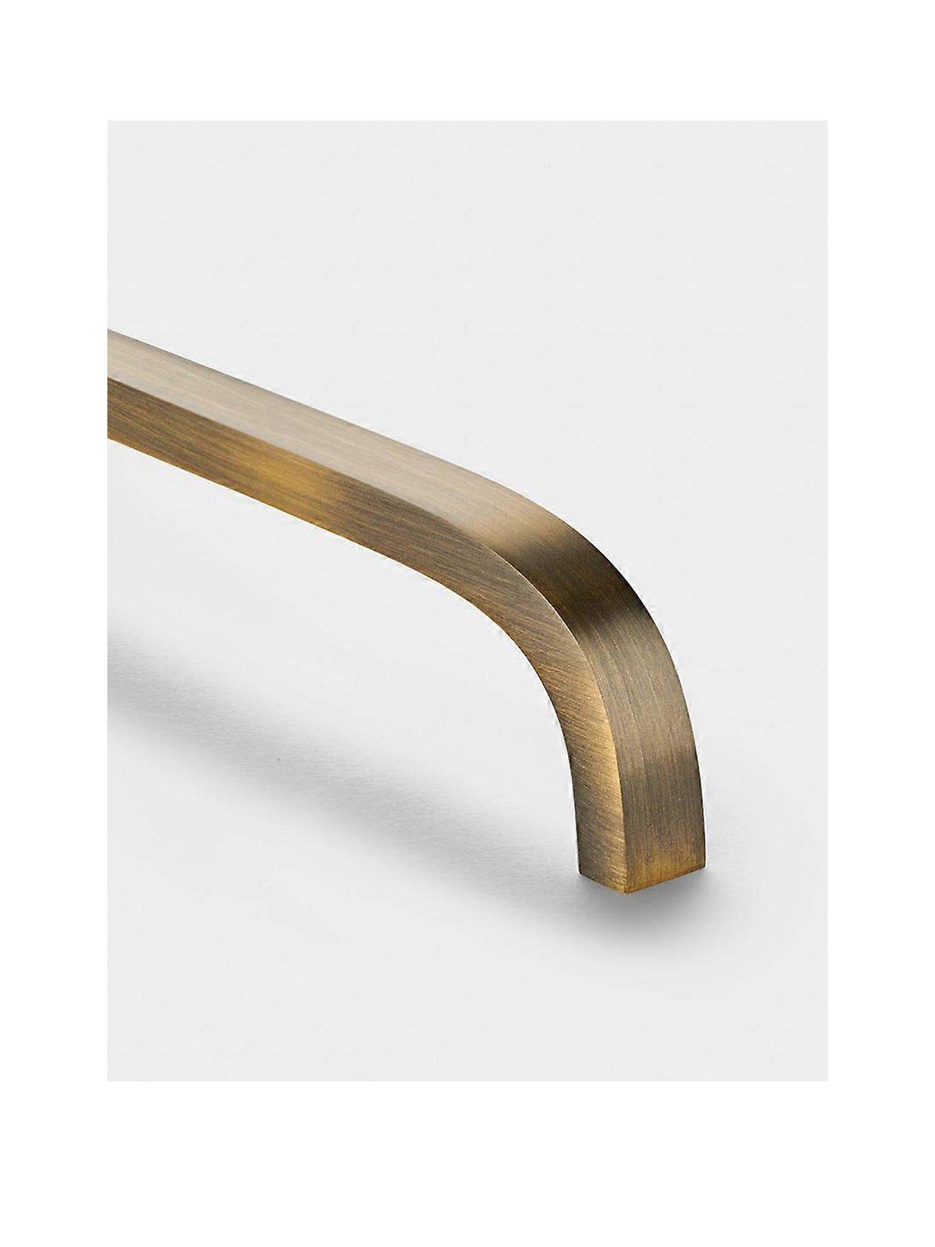 Brass Bar Handle - Antique Gold - Hole Centre 128Mm - Curved