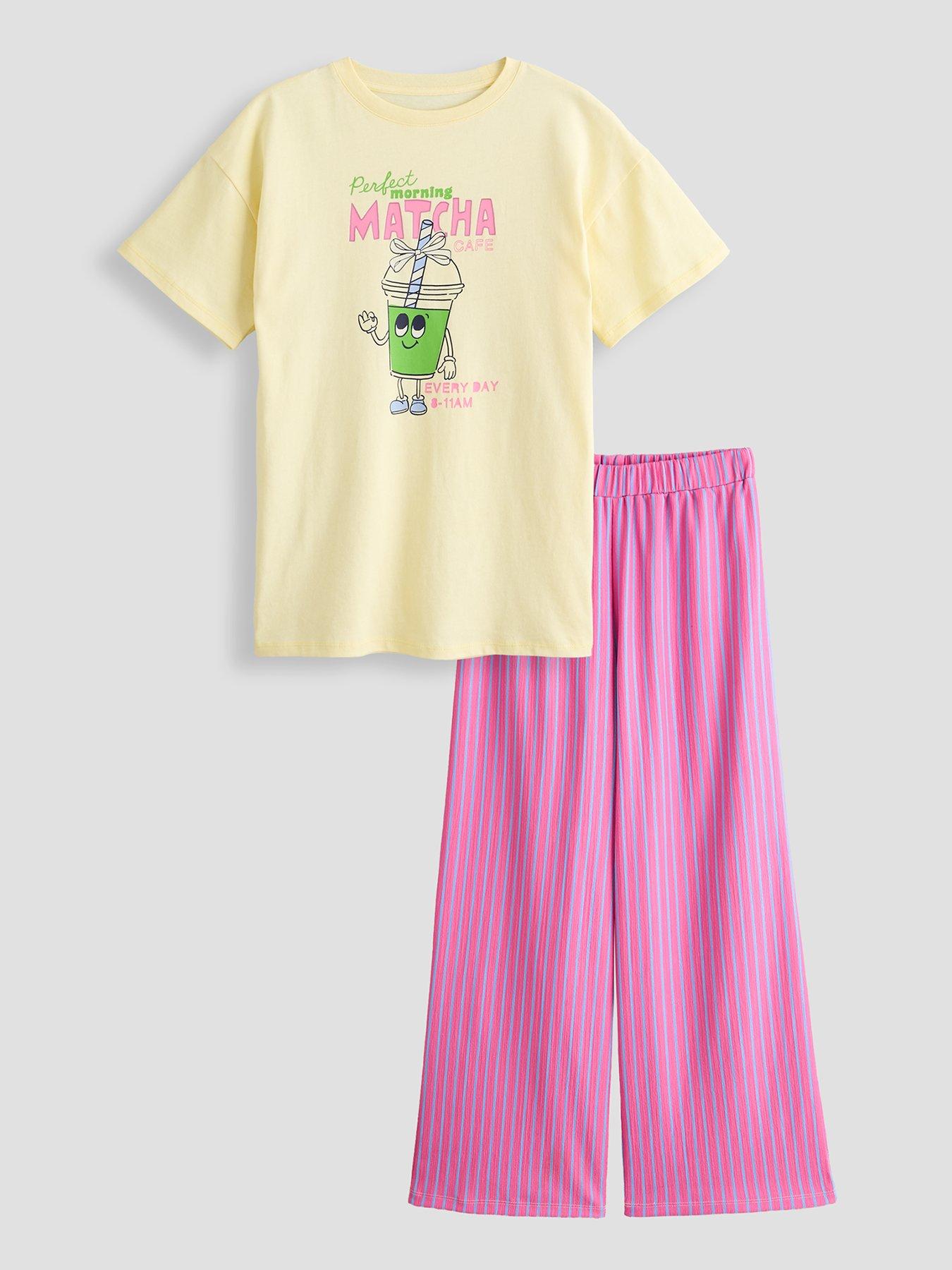 Image 2 of 6 of The Very Collection Girls Matcha Slogan T-Shirt And Trousers Set (5 - 14 years) - Yellow