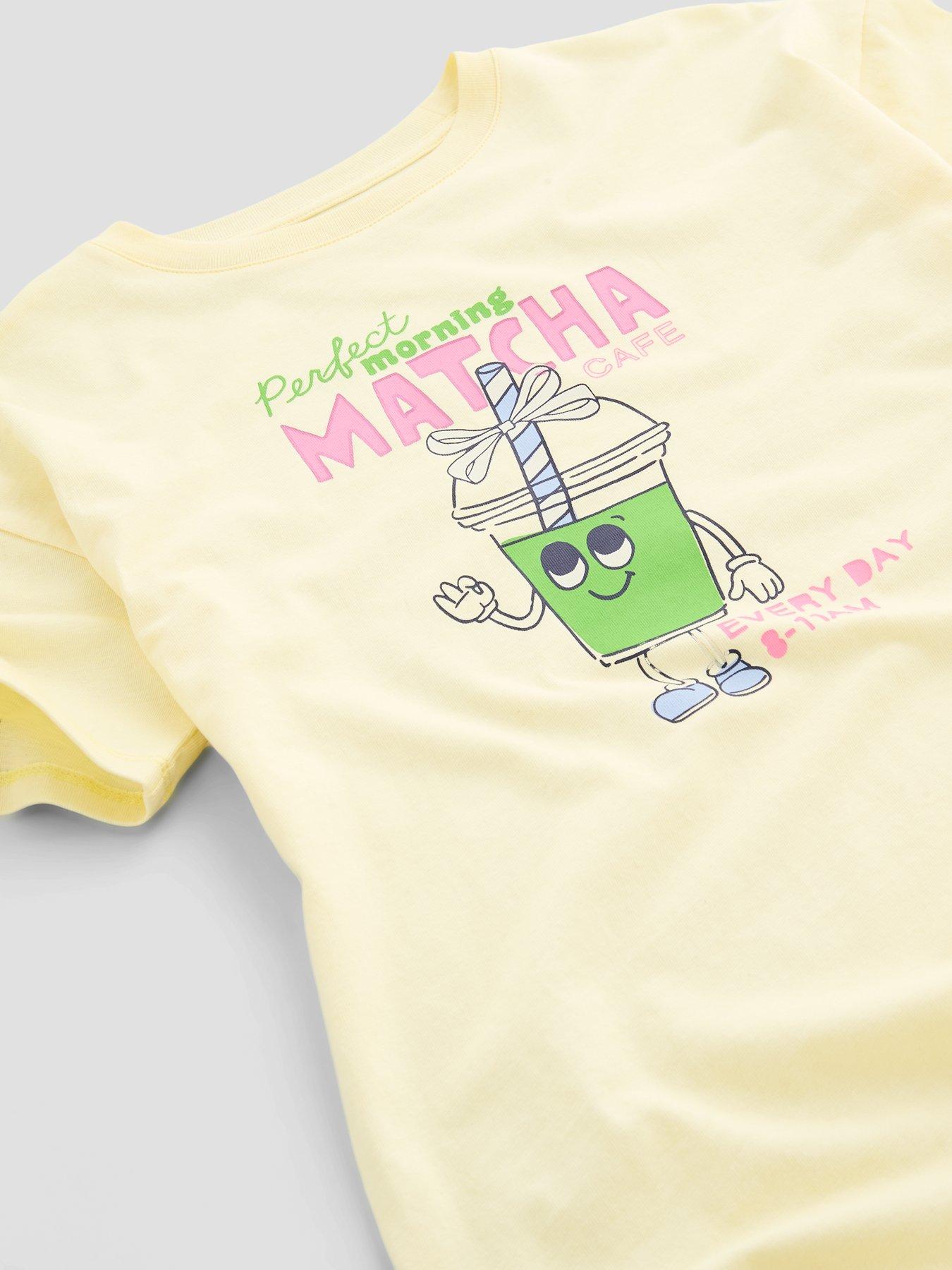 Image 5 of 6 of The Very Collection Girls Matcha Slogan T-Shirt And Trousers Set (5 - 14 years) - Yellow