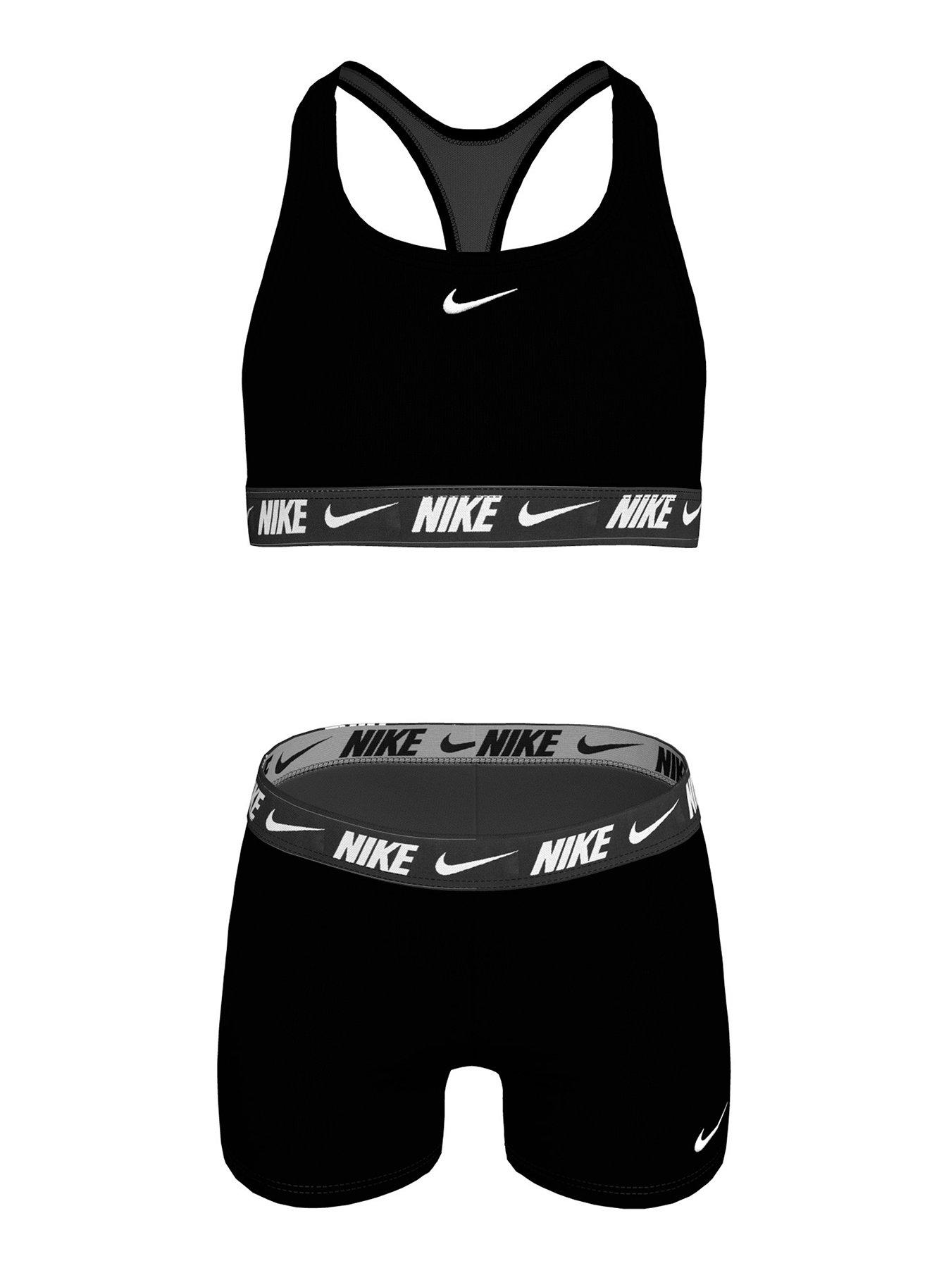 Nike Junior Girls Racerback Bikini  &  Short Set - Black