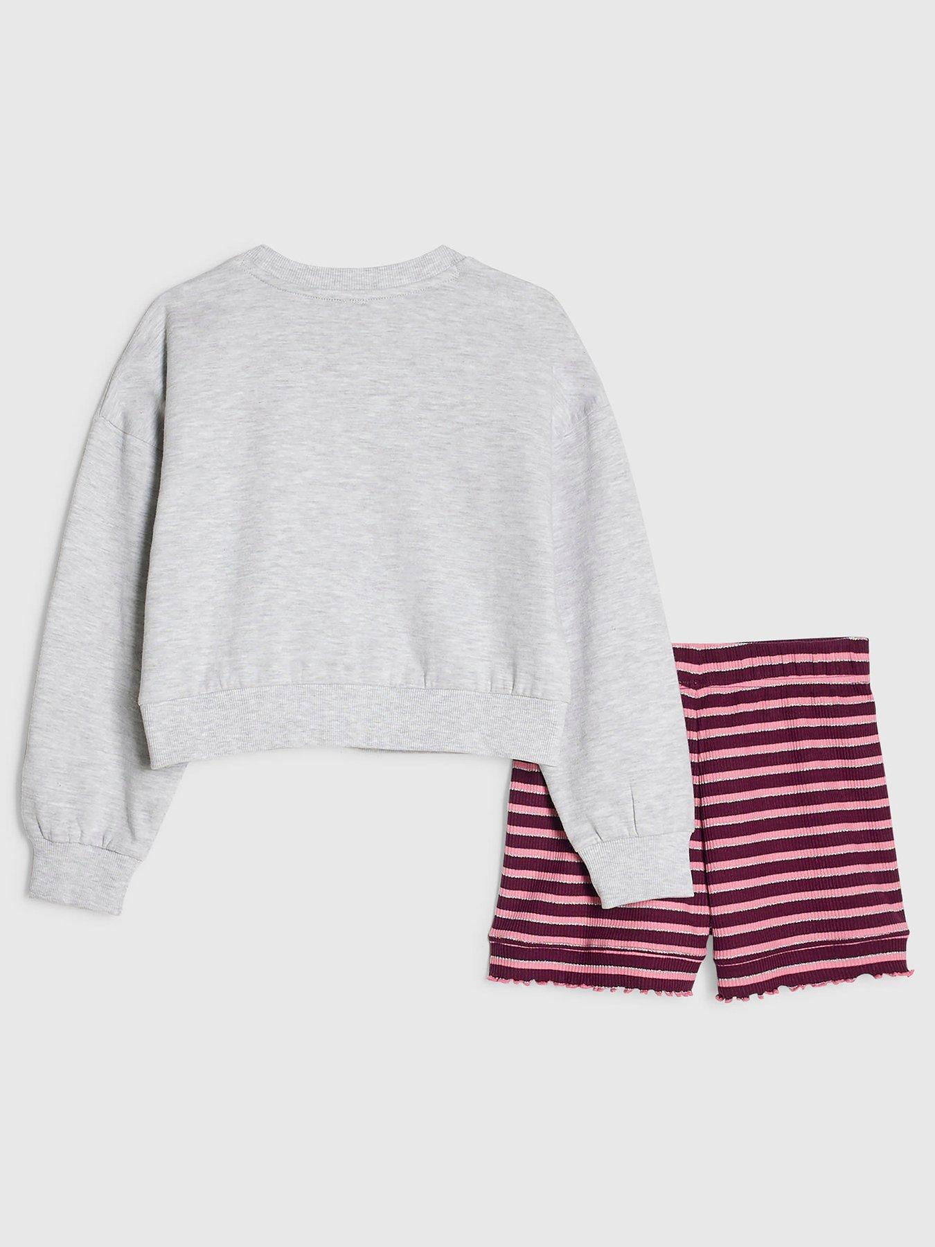 Image 2 of 5 of River Island Girls Cosy Era Sweatshirt Pyjamas Set - Grey