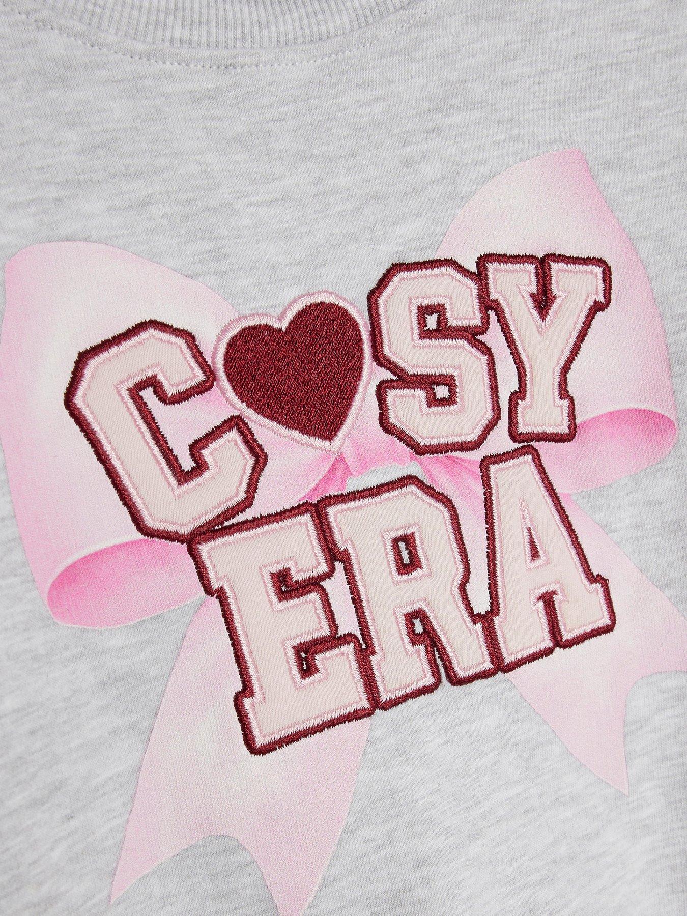 Image 4 of 5 of River Island Girls Cosy Era Sweatshirt Pyjamas Set - Grey