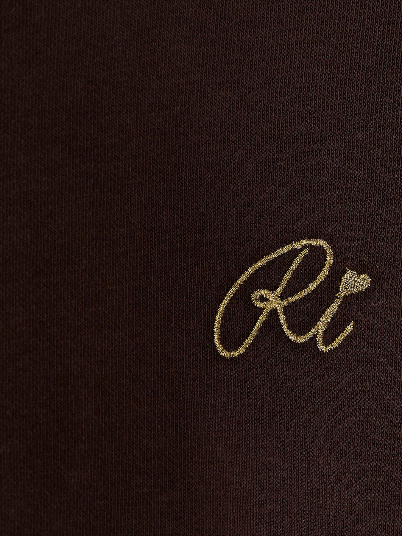 Image 5 of 5 of River Island Girls Bow Back Detail Sweatshirt &amp; Legging Set - Brown