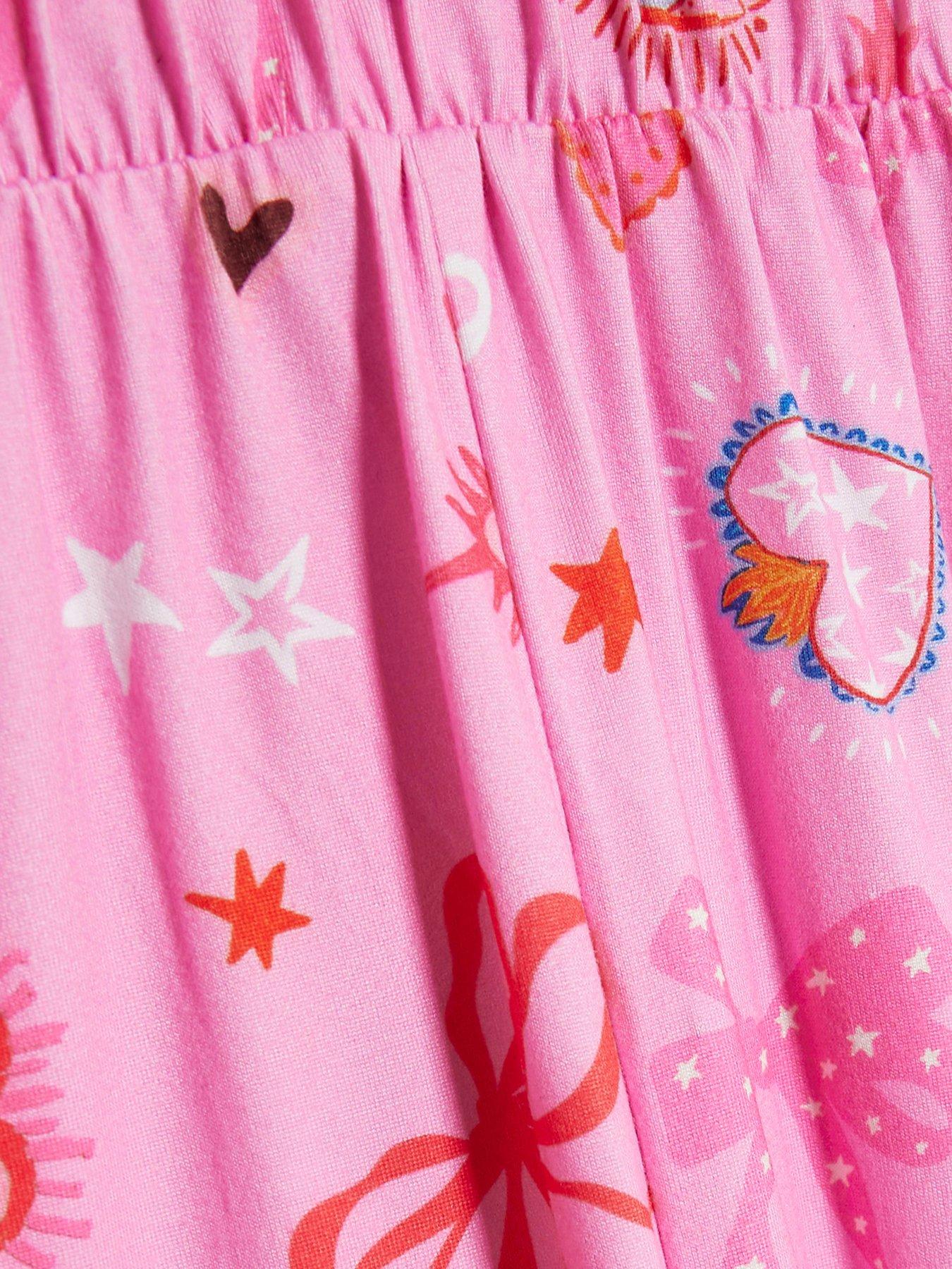 Image 2 of 3 of River Island Girls Cosmic Button-Through Heart Buttons Pyjamas - Pink
