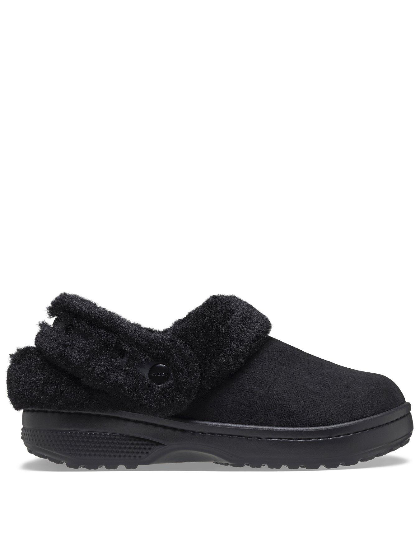 Image 1 of 7 of Crocs Junior classic Unfurgetable Faux Suede Clog - Black