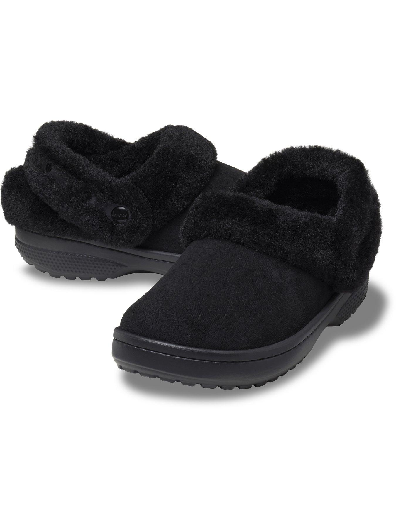 Image 6 of 7 of Crocs Junior classic Unfurgetable Faux Suede Clog - Black