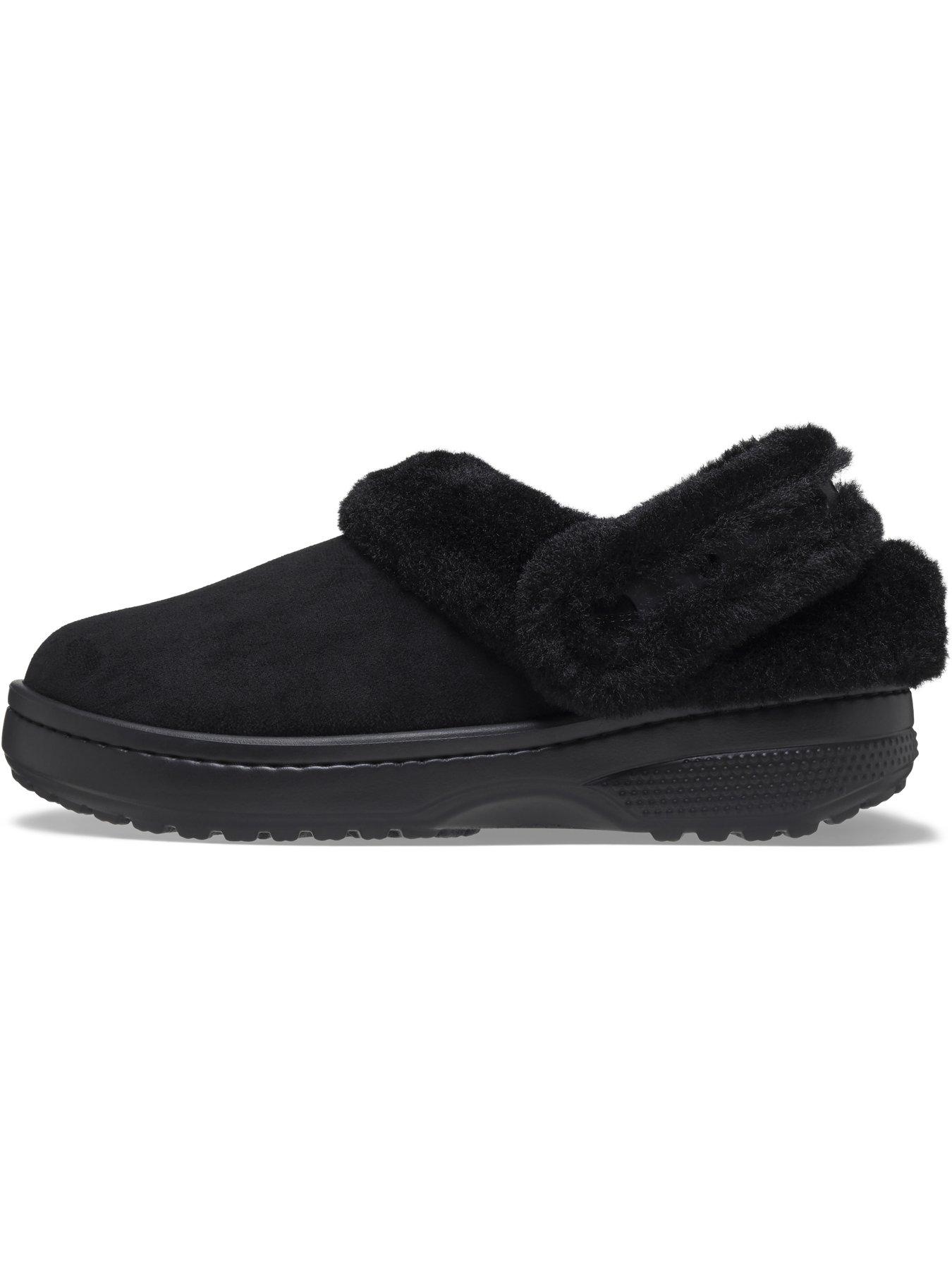 Image 7 of 7 of Crocs Junior classic Unfurgetable Faux Suede Clog - Black
