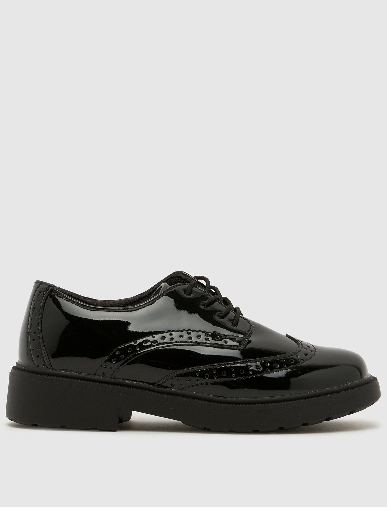 Schuh Patent Lace-Up Shoes with Chunky Sole - Black
