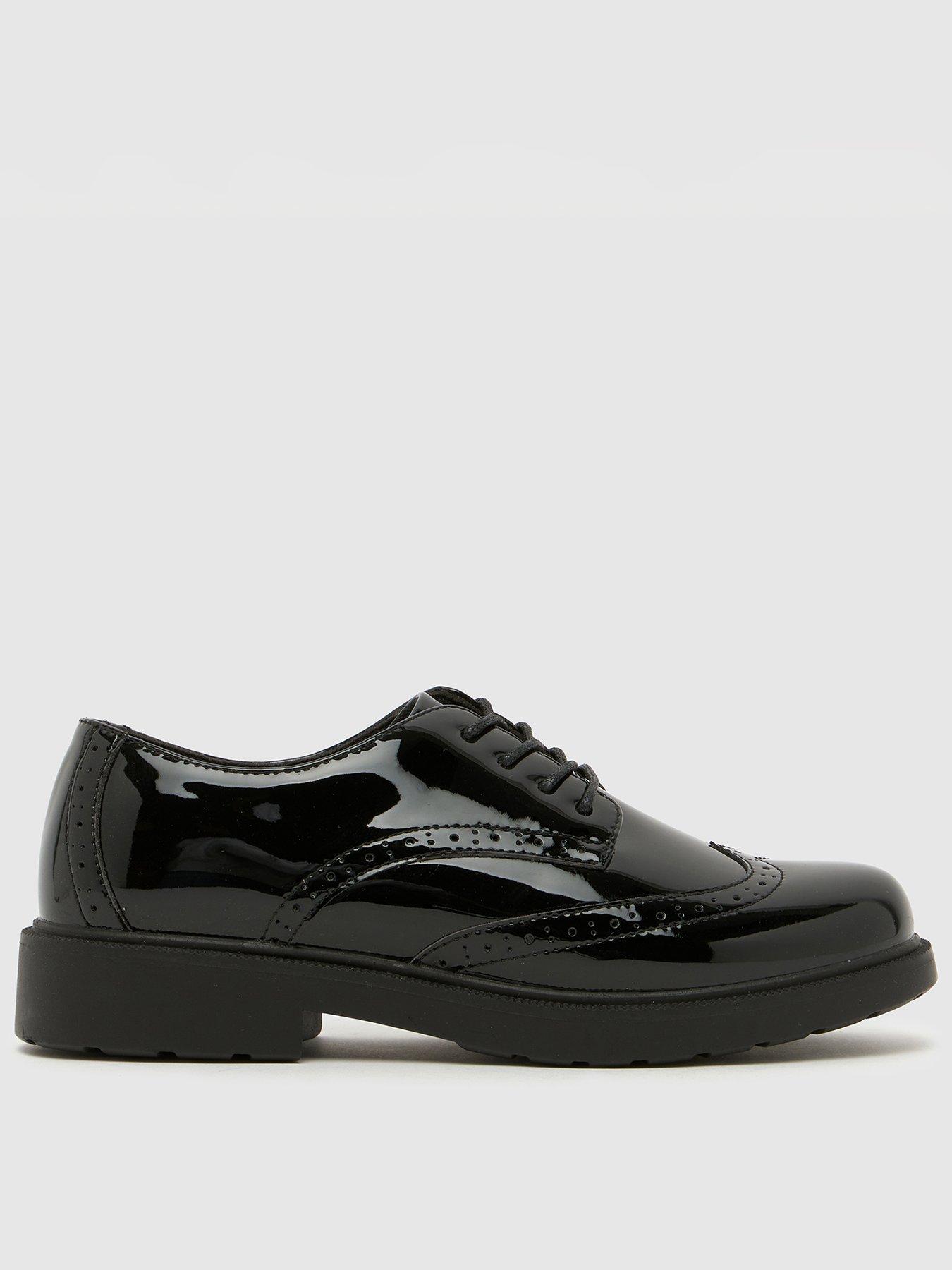 Schuh Patent Brogue Lace Up - Black