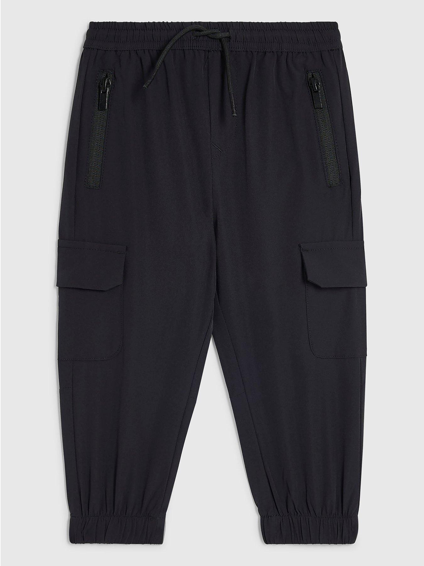 Image 1 of 4 of River Island Mini Boys Tech Pocket Cargo Trousers - Black