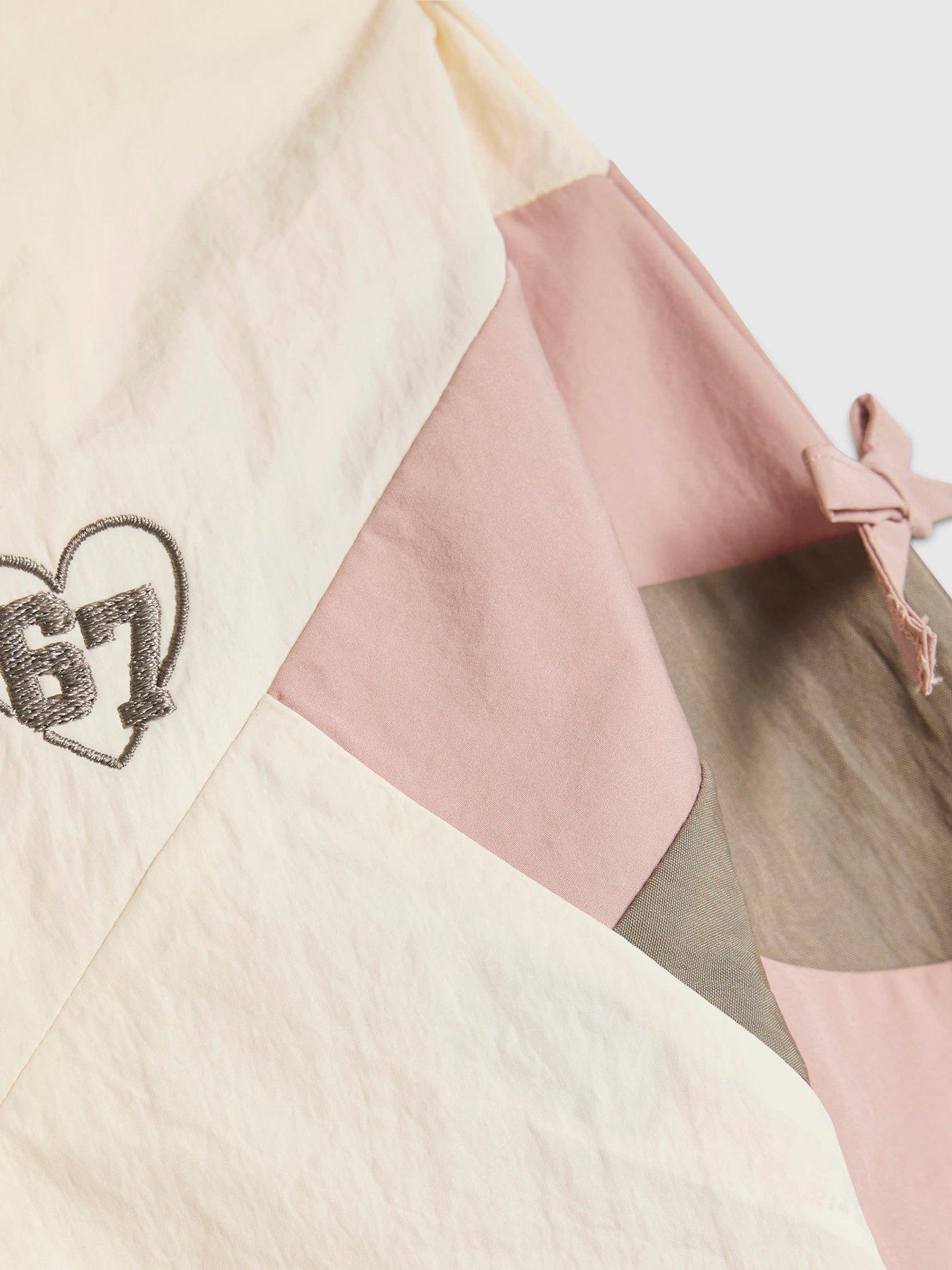 Image 5 of 5 of River Island Mini Girls Colour Block Nylon Skirt Set - Cream