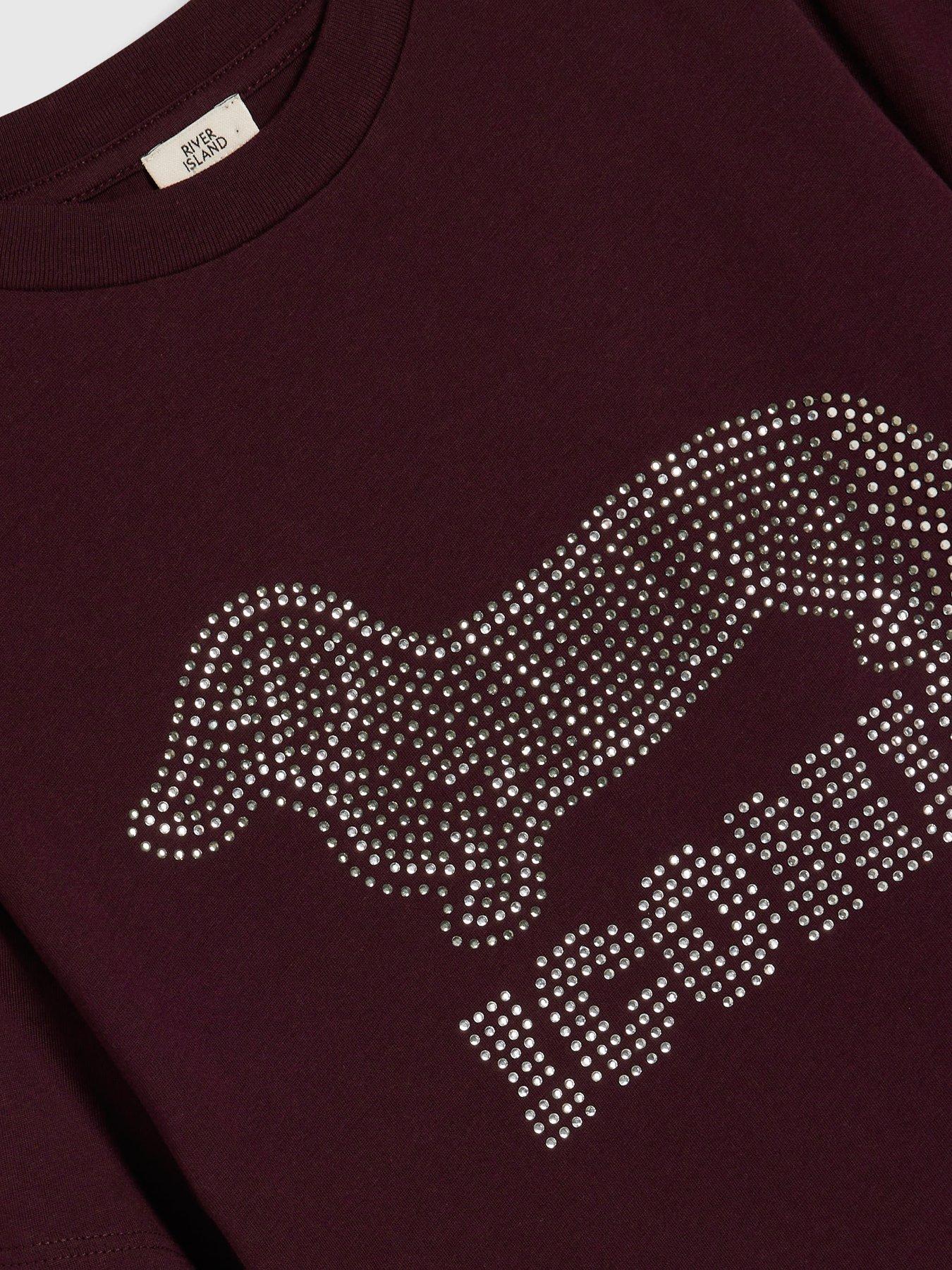 Image 3 of 4 of River Island Girls OG Hotfix Dog Oversized T-Shirt - Purple