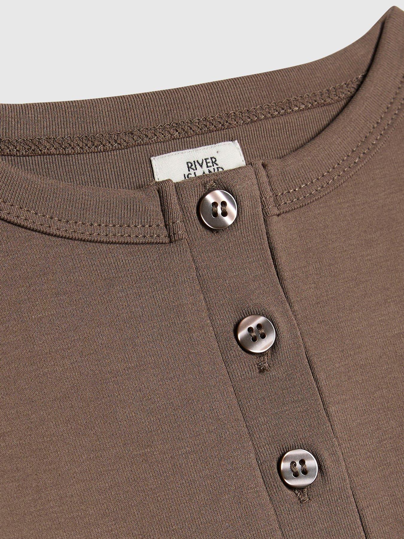 Image 4 of 4 of River Island Girls Soft Touch Stretch Button Through Cardigan - Brown