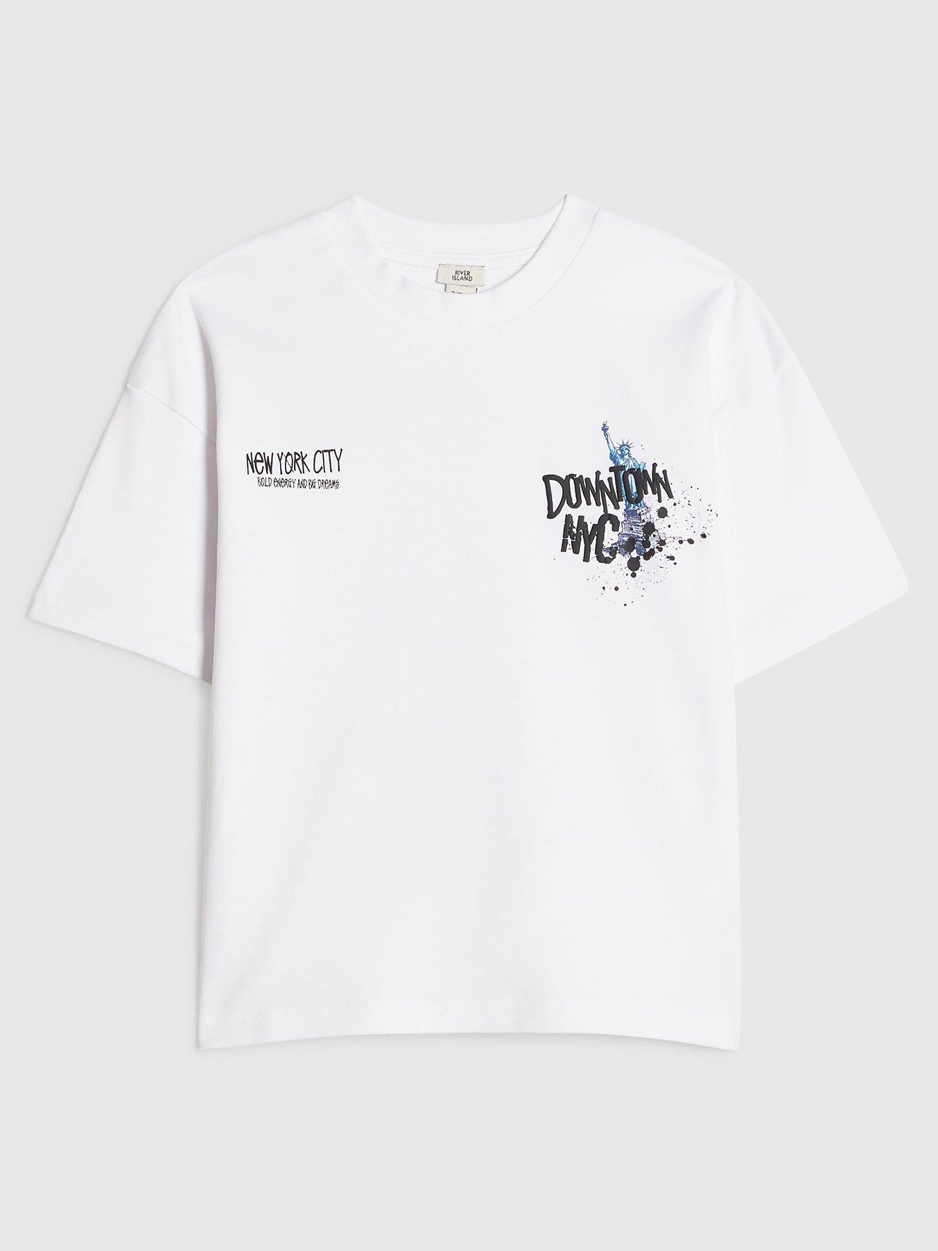 River Island Boys Downtown Nyc Graphic T-shirt - White