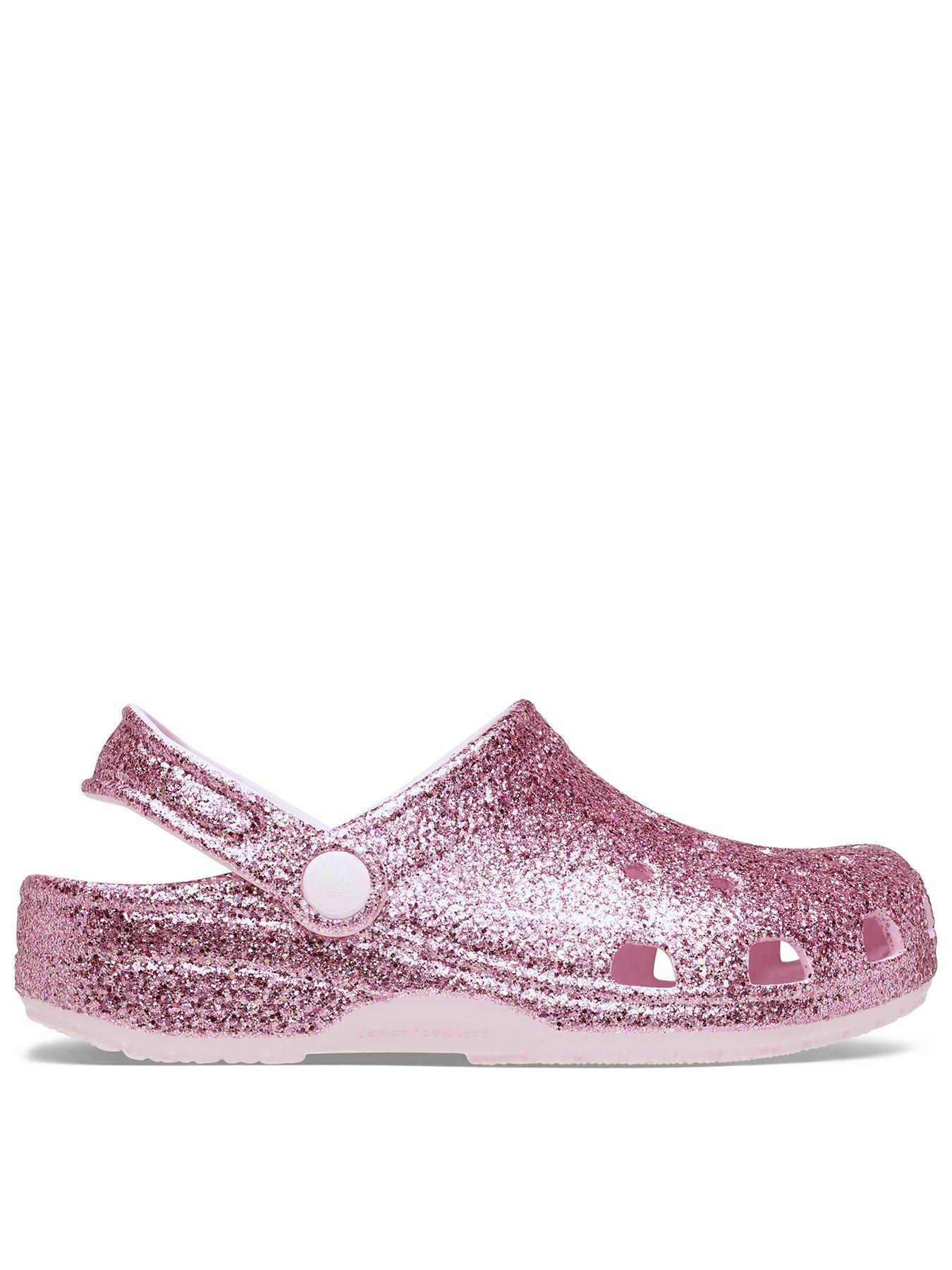 Image 1 of 6 of Crocs Kids Classic Chunky Glitter Clog - Pink Milk