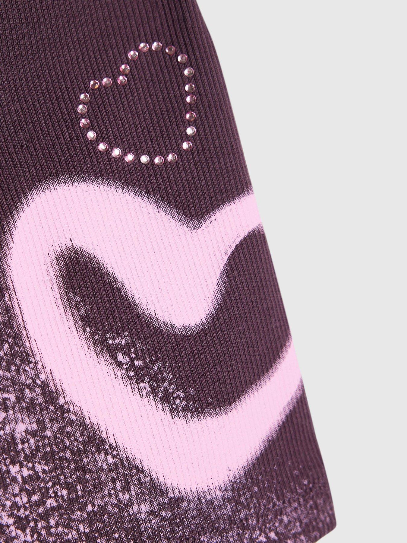 Image 3 of 4 of River Island Girls New York Graffiti Embellished Cotton T-Shirt - Purple